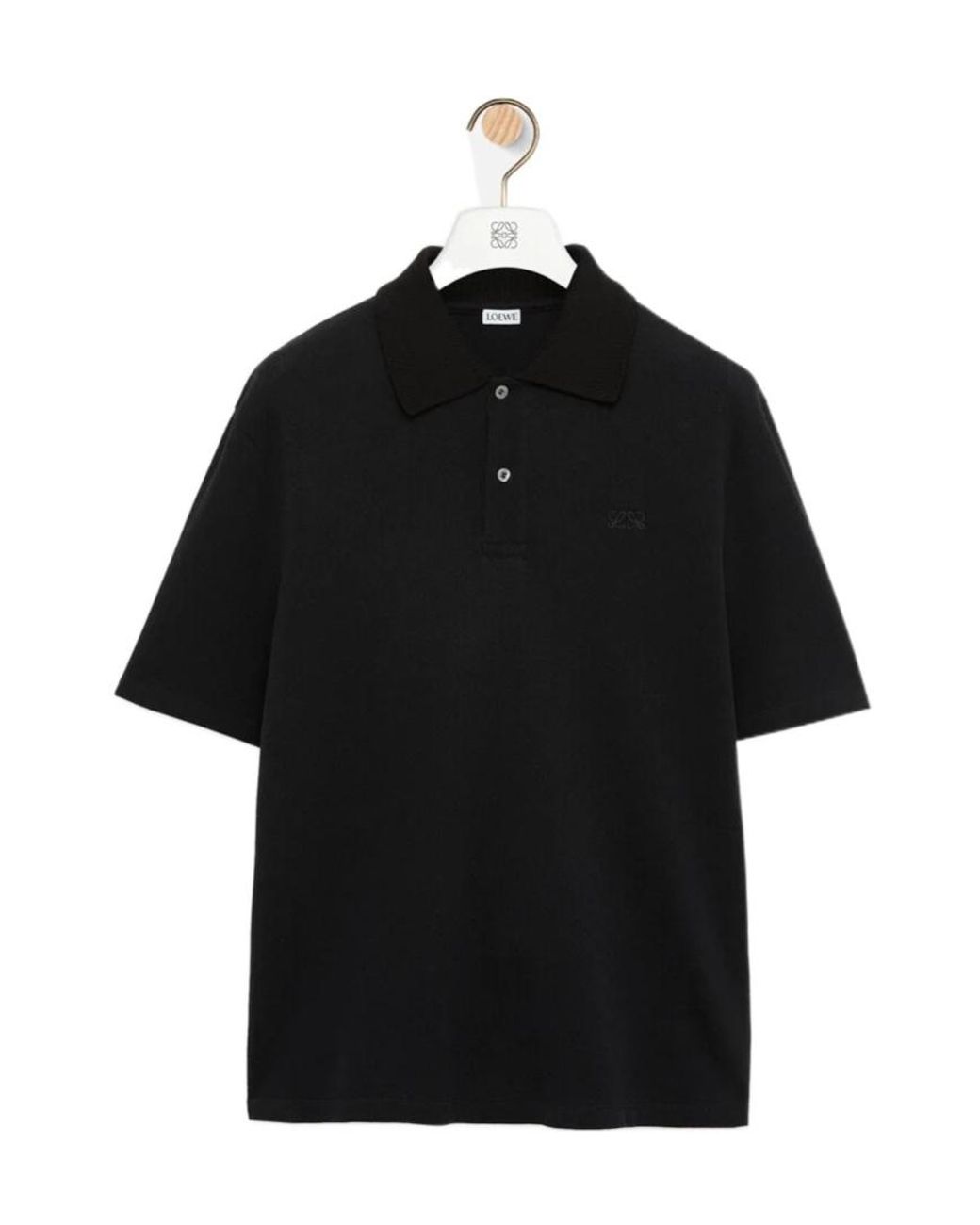Loewe Black Anagram-Embroidered Polo Shirt for men