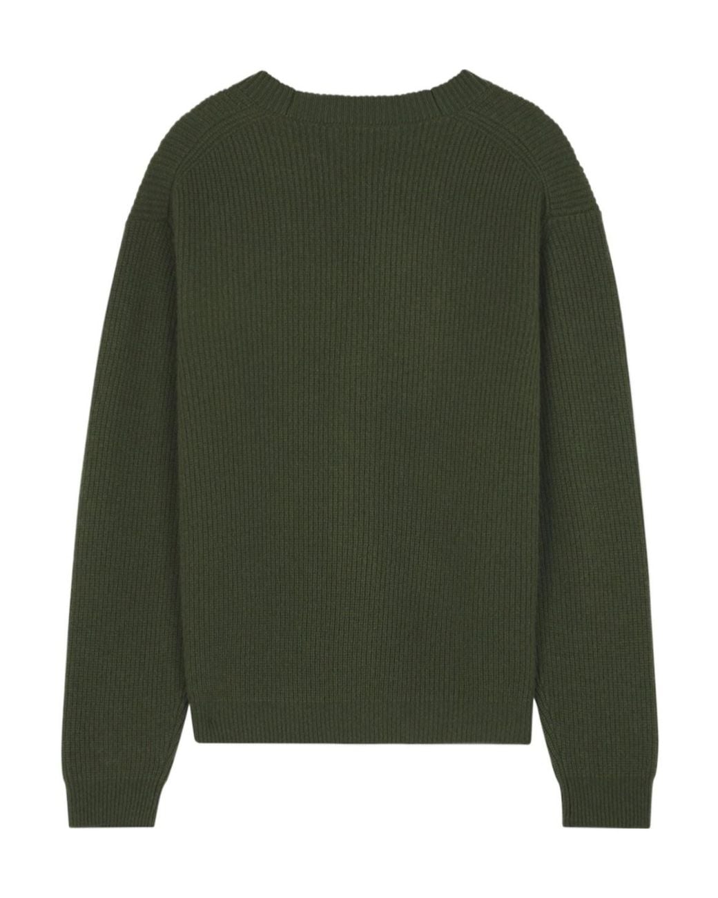 Maison Kitsuné Green Maison Kitsuné Bold Fox Head Patch Knitted Cardigan for men