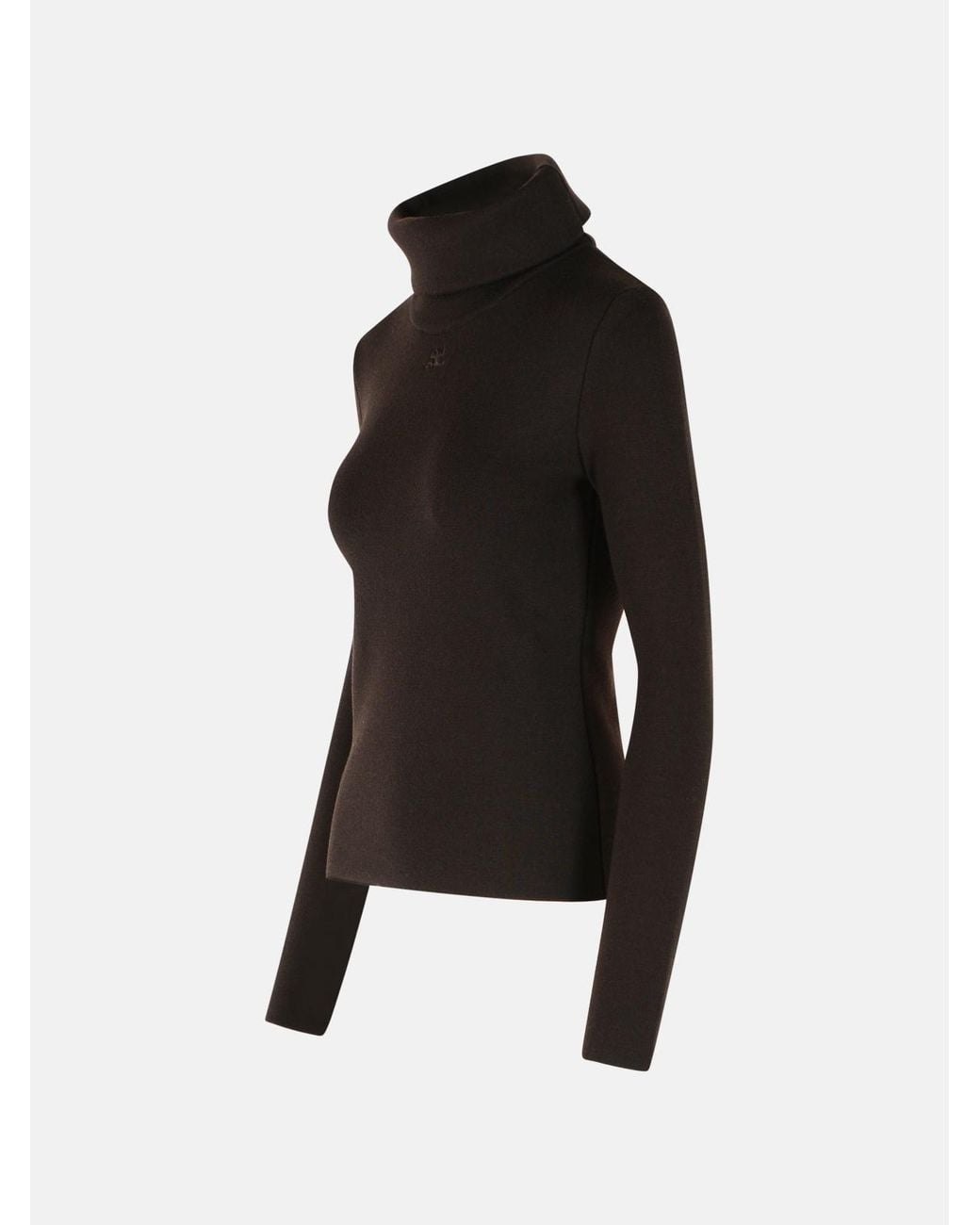 Courreges Black Logo-Embroidered Roll-Neck Sweater
