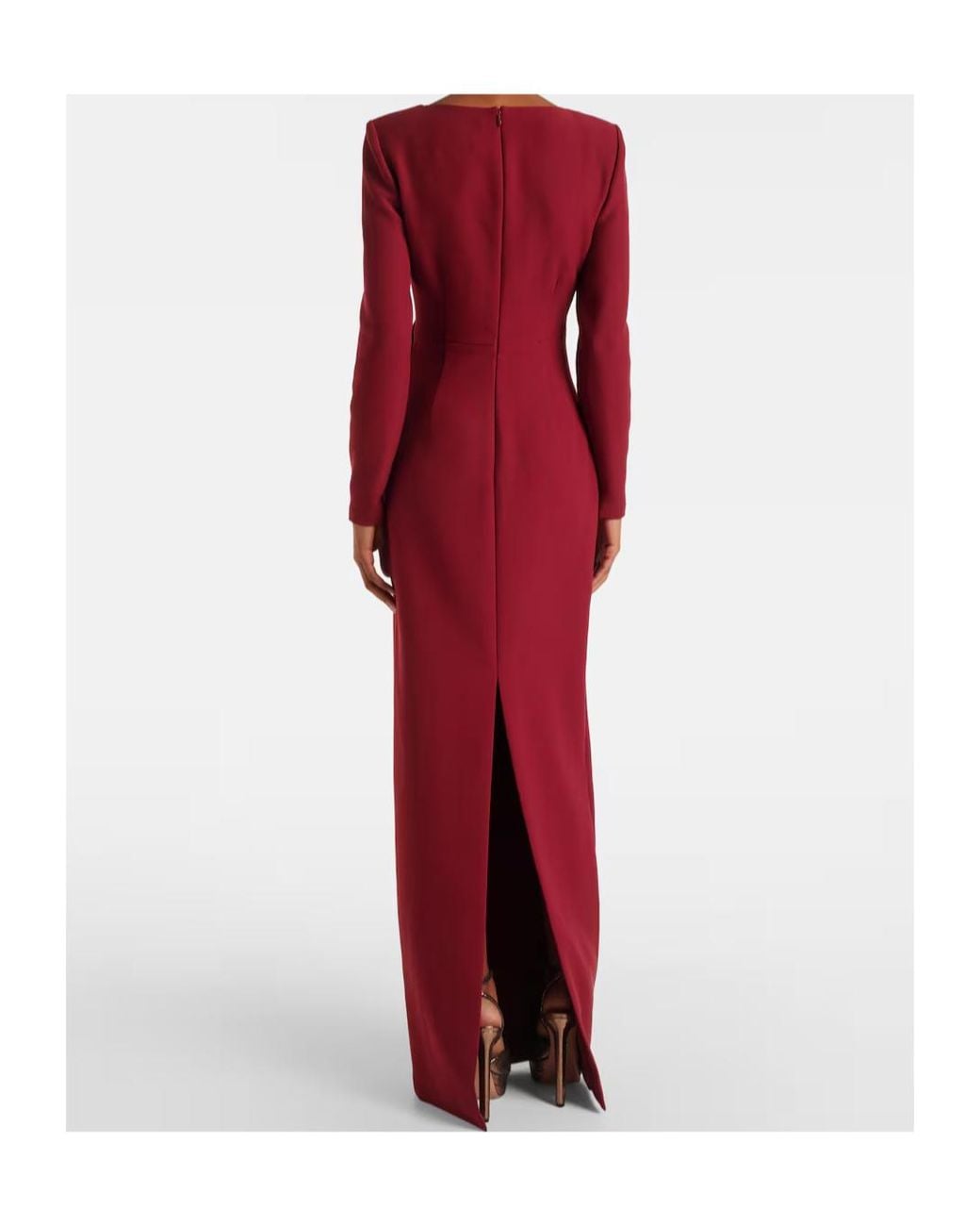 Roland Mouret Red Floral-Appliqué Crêpe Gown