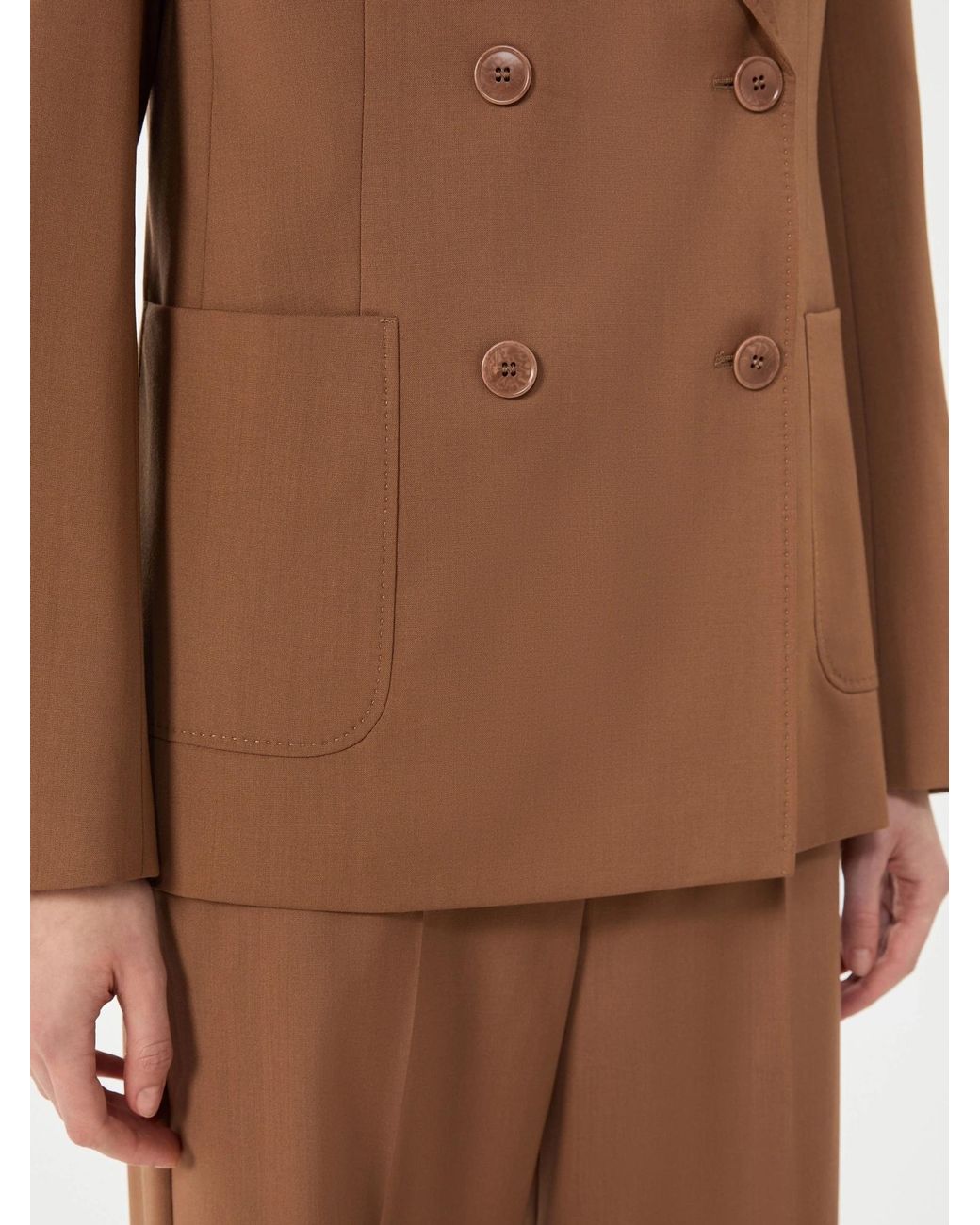 Weekend by Maxmara Brown Double-Brebreasted Wool Suit Jacket