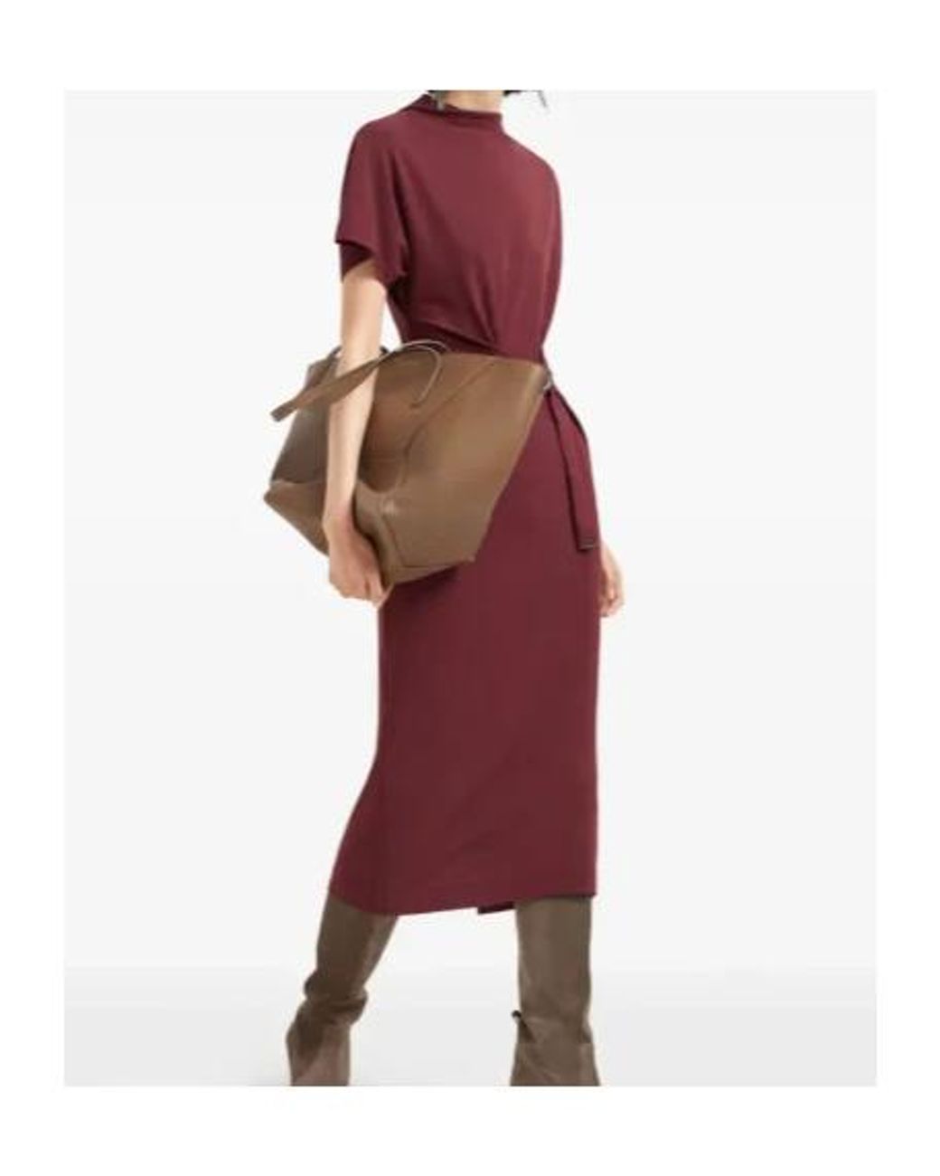 Brunello Cucinelli Red Belted Midi Dress