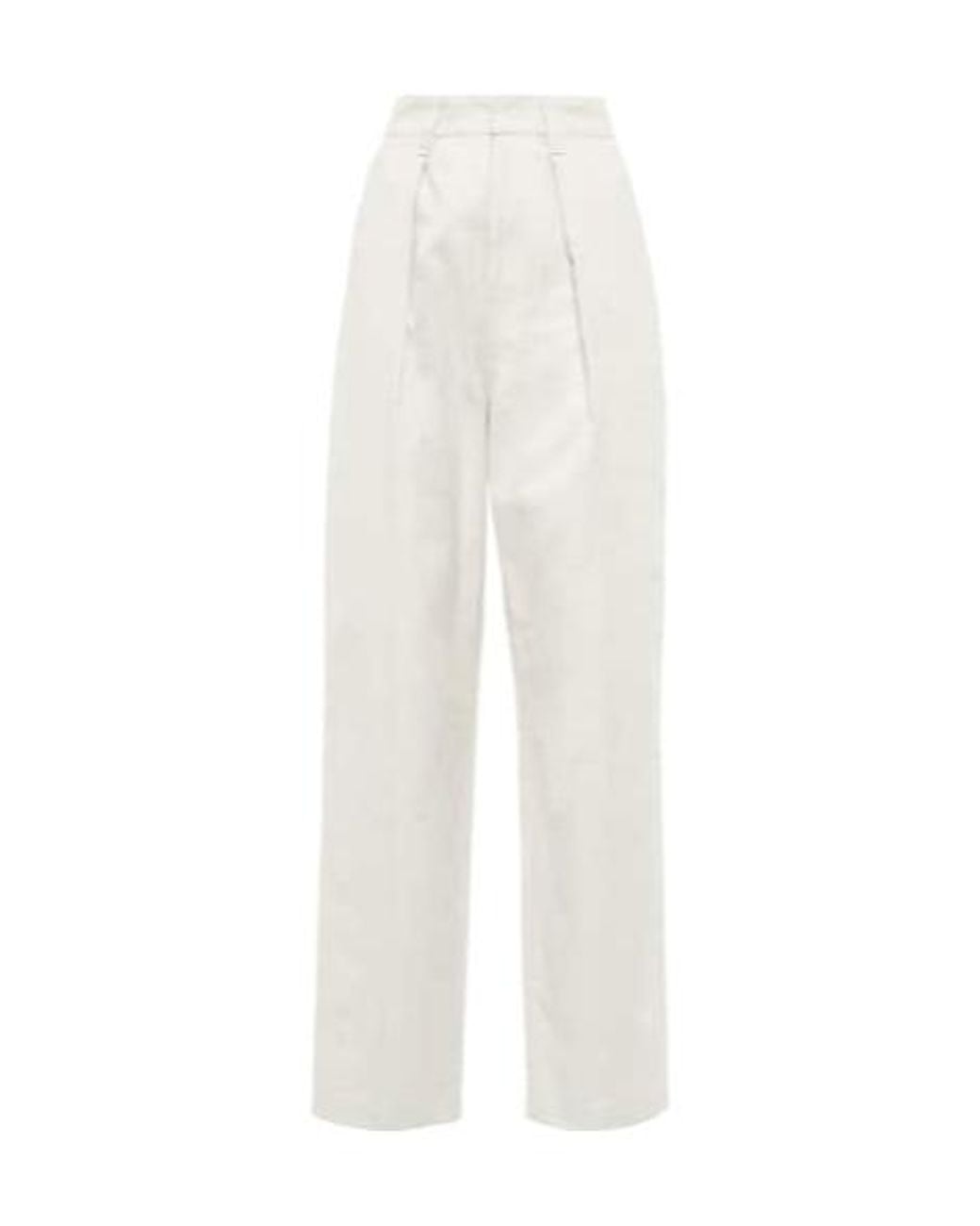 Isabel Marant White High-Waisted Cotton And Linen Casual Pants