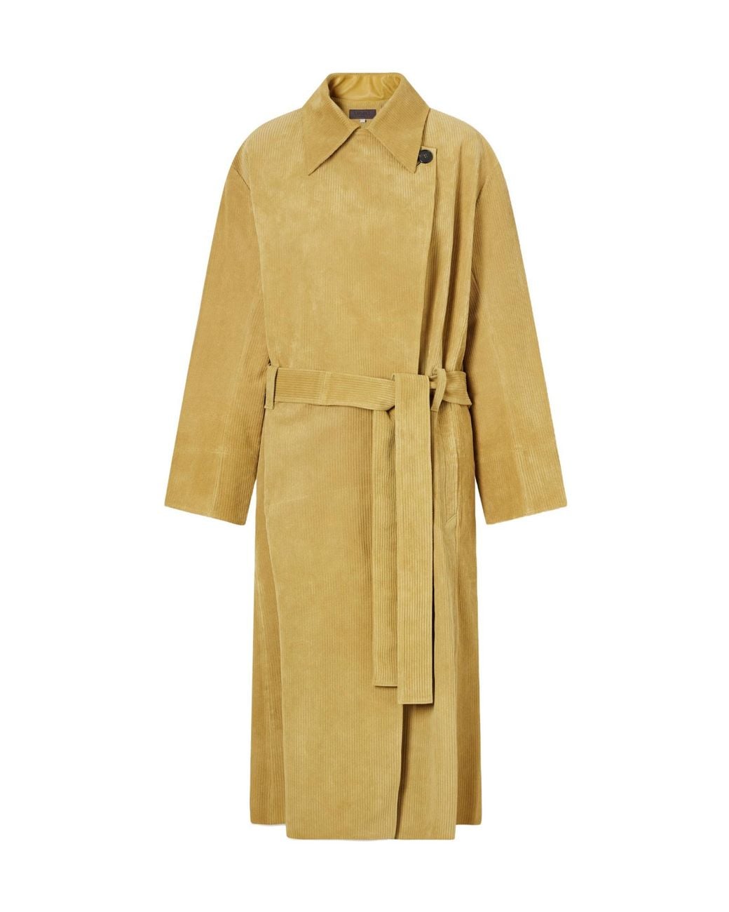 Stouls Yellow Belted Corduroy Suede Coat