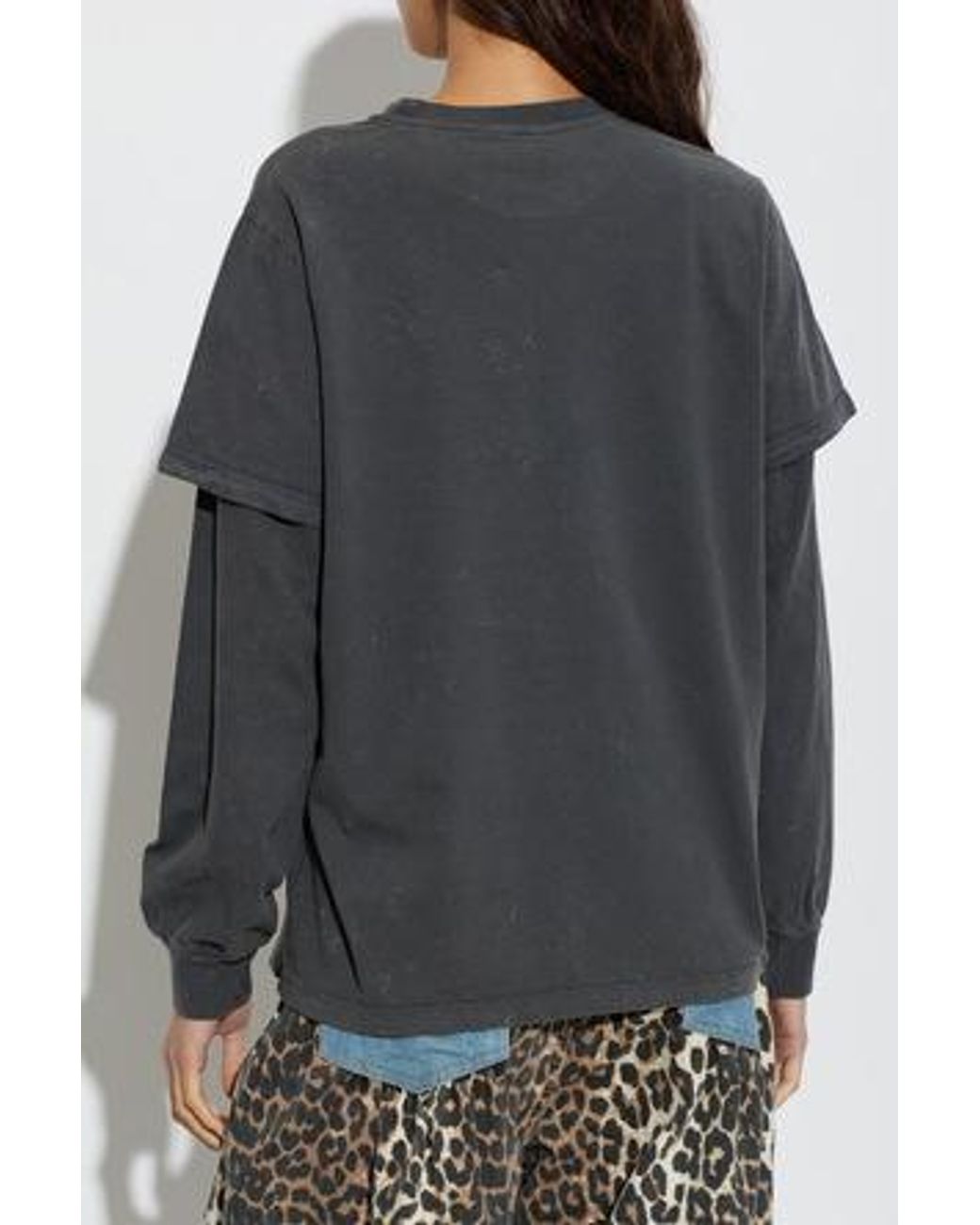 Ganni Gray Future Heavy Layered Sleeve T-Shirt
