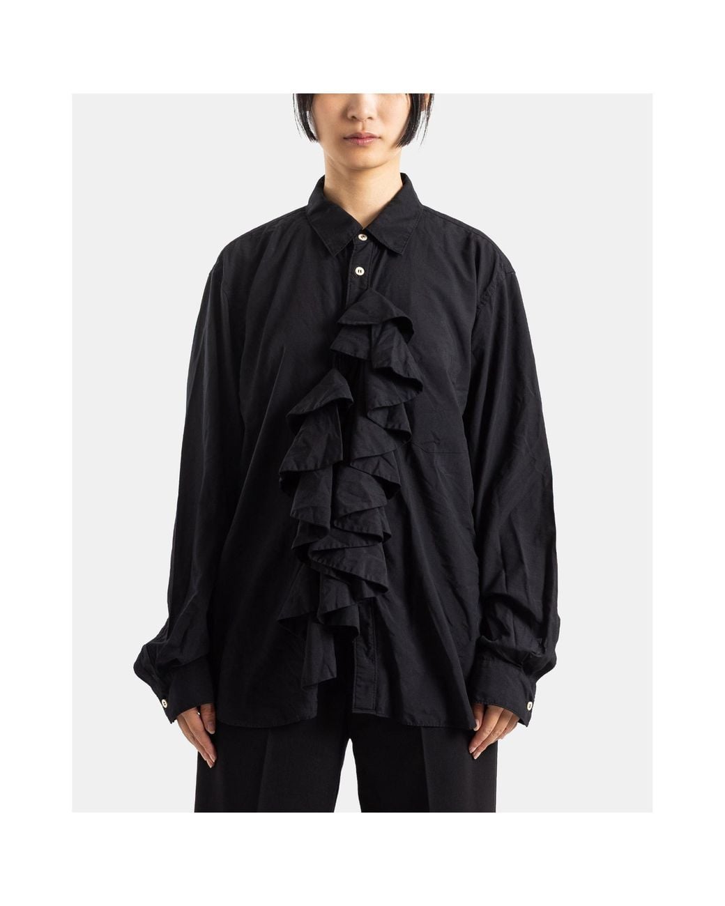 Comme des Garçons Black Comme Des Garçons Asymmetric Ruffle Shirt