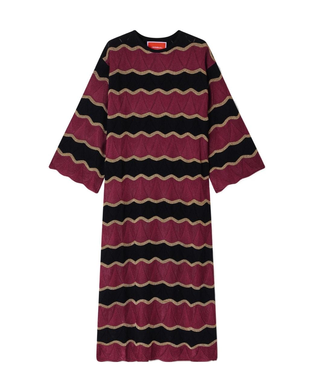 LaDoubleJ Red Striped Cotton-Blend Midi Dress