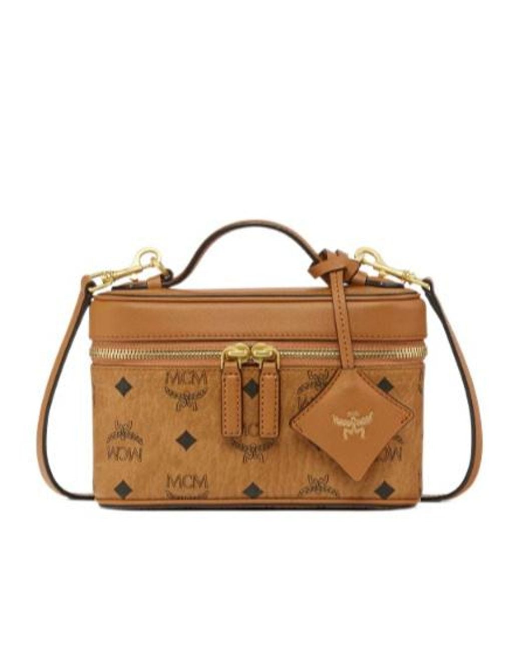 MCM Brown Aren Visetos Vanity Tote Bag
