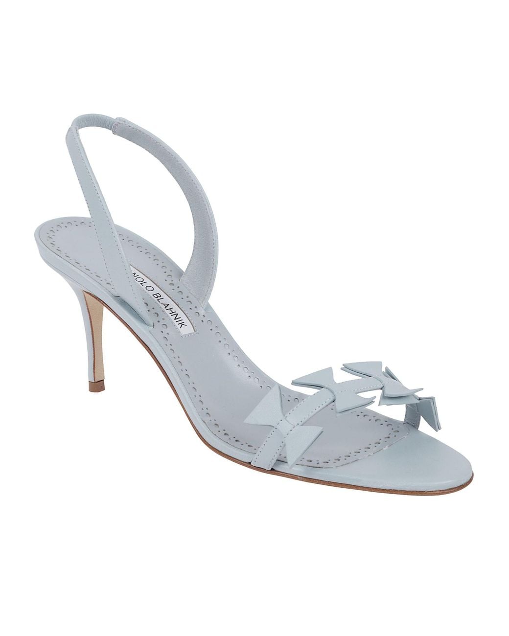 Manolo Blahnik White Bow Strap Heeled Sandals
