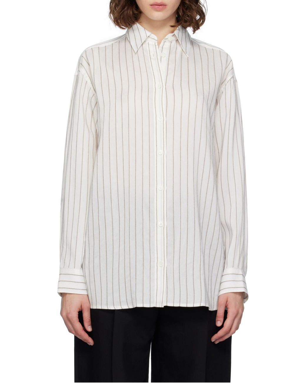 Totême White Totême Striped Long-Sleeved Shirt