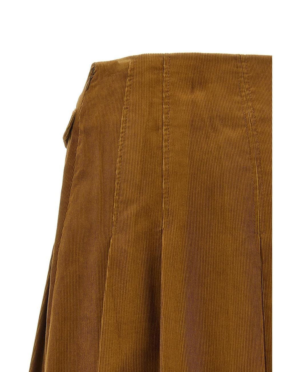 Tory Burch Brown Pleated A-Line Skirt