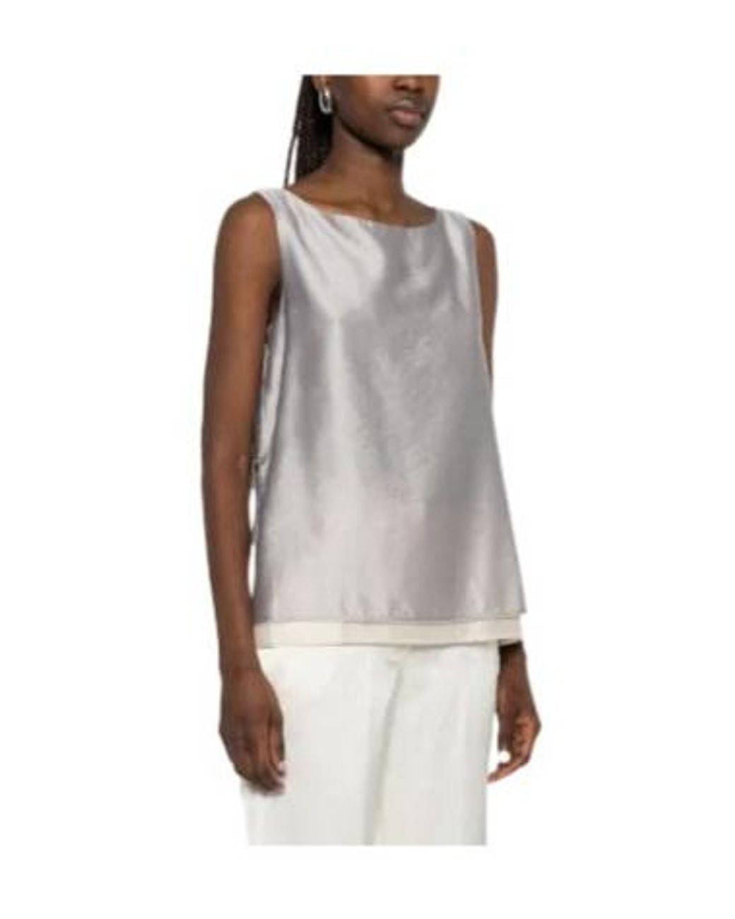Peserico White Tie-Side Sleeveless Top