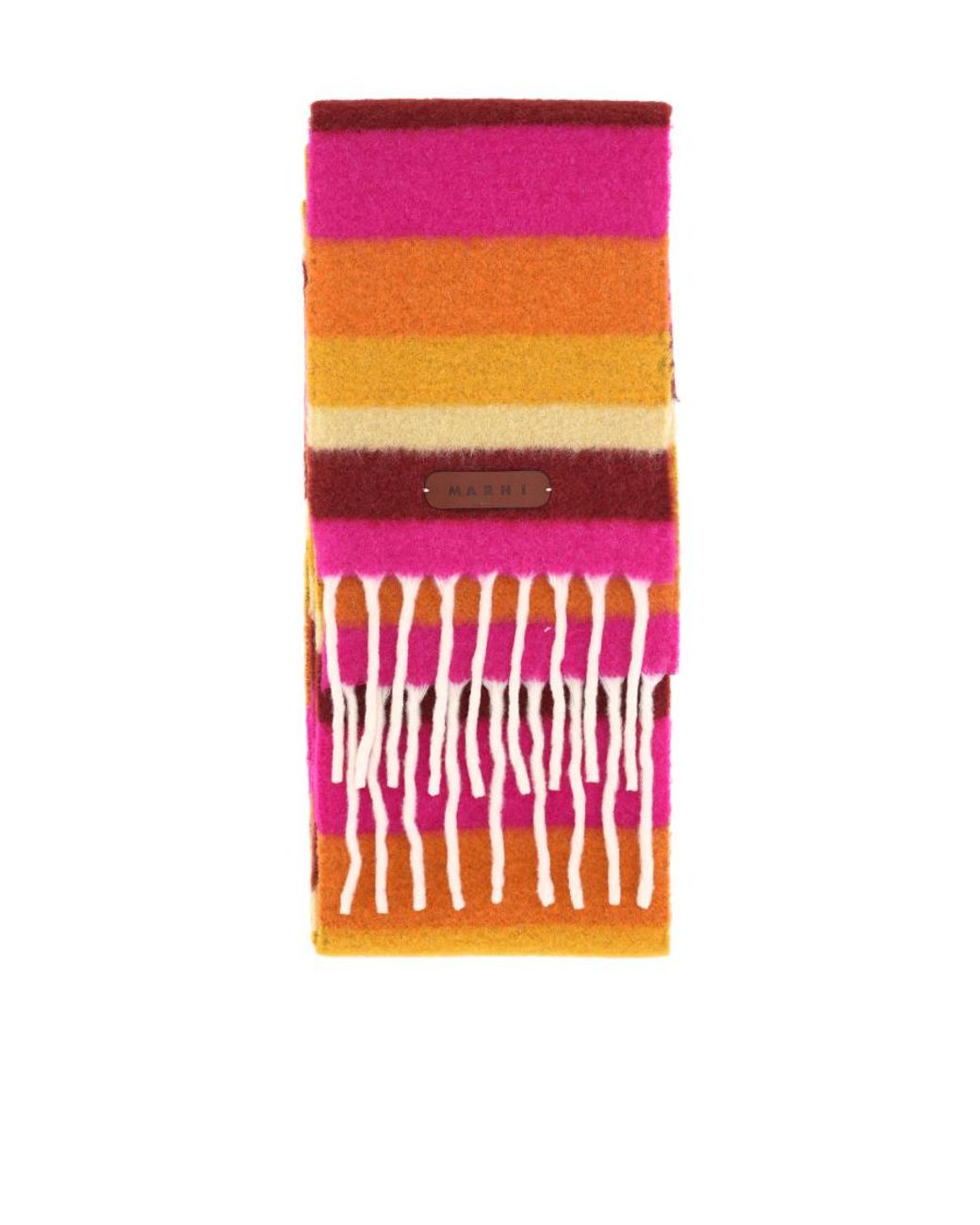Marni White Striped Knit Scarf