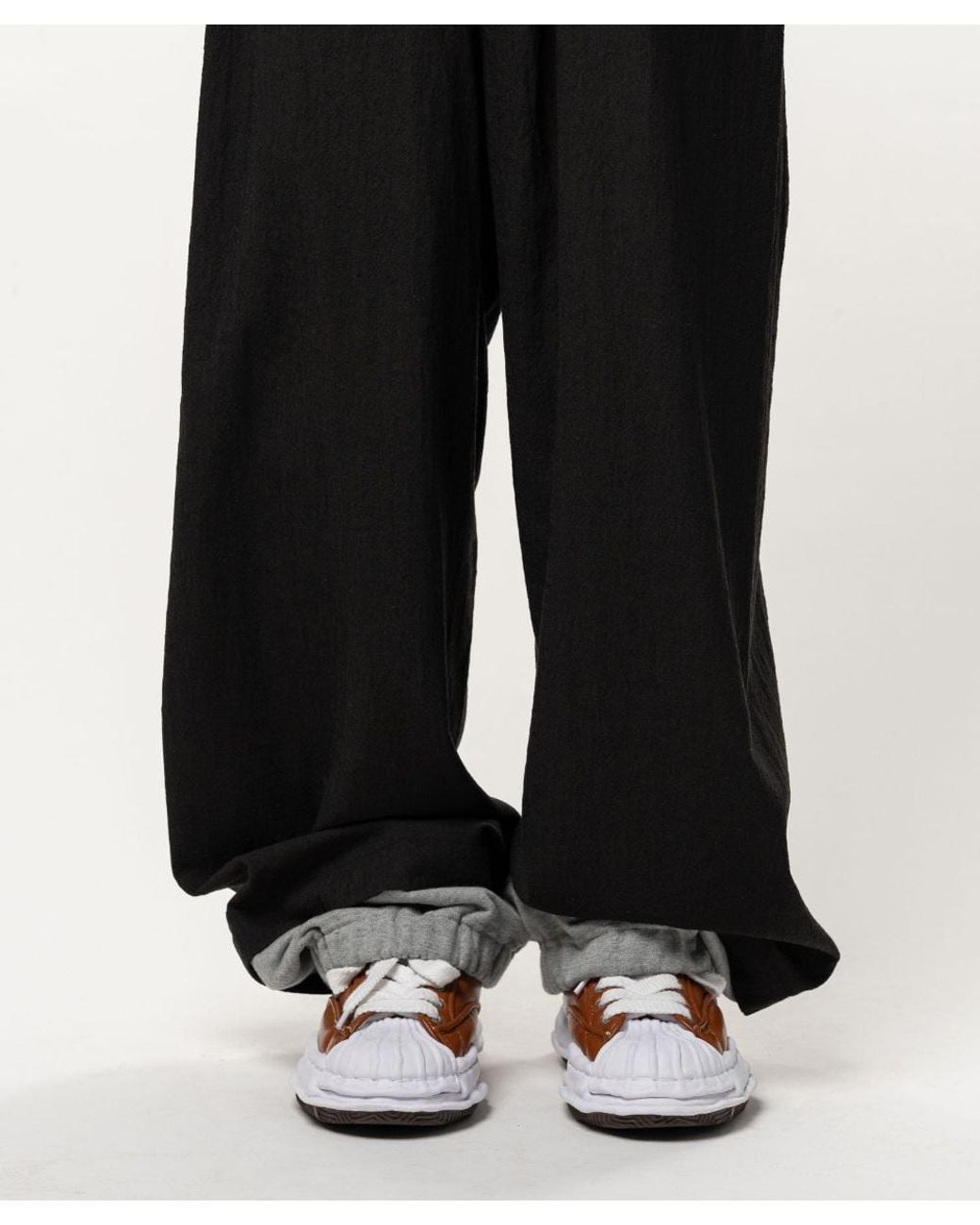 Maison Mihara Yasuhiro Black Sweat Layered Wool Pants for men