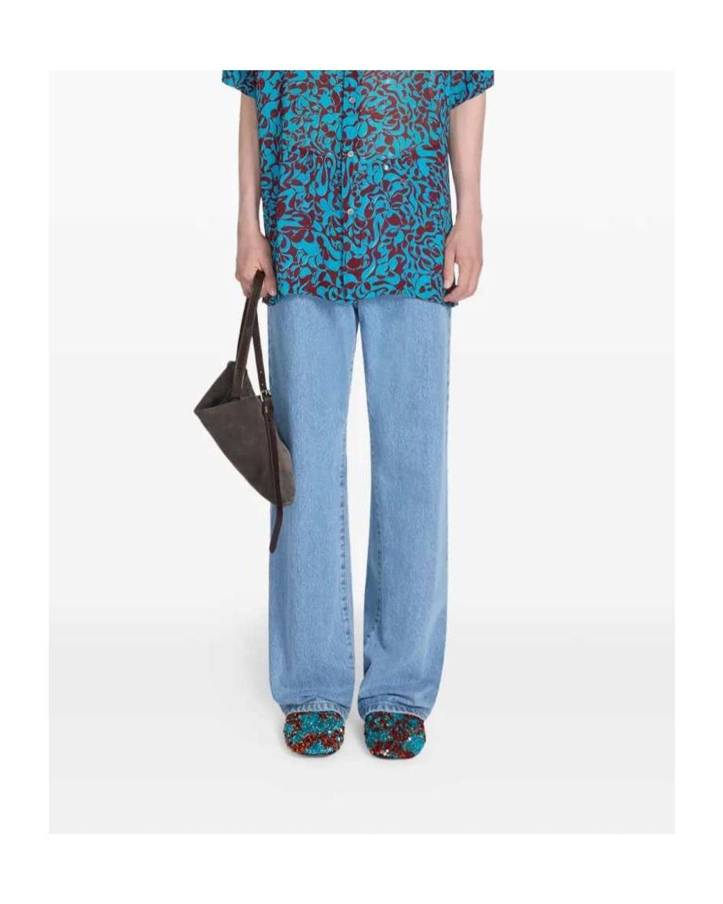 Dries Van Noten Blue Sequin-Embellished Slippers for men