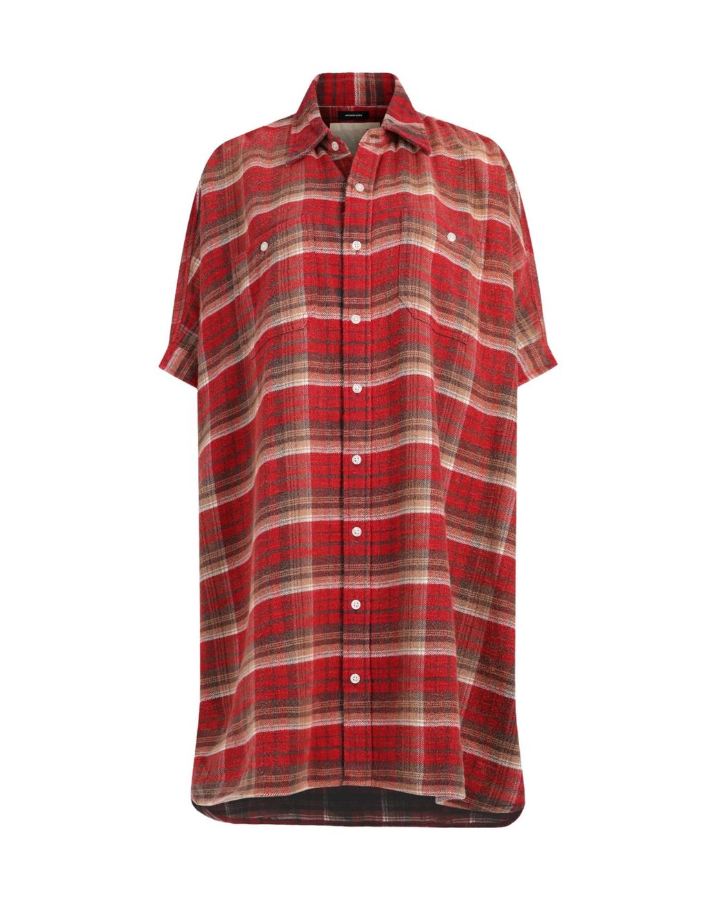 R13 Red Plaid Mini Shirt Dress