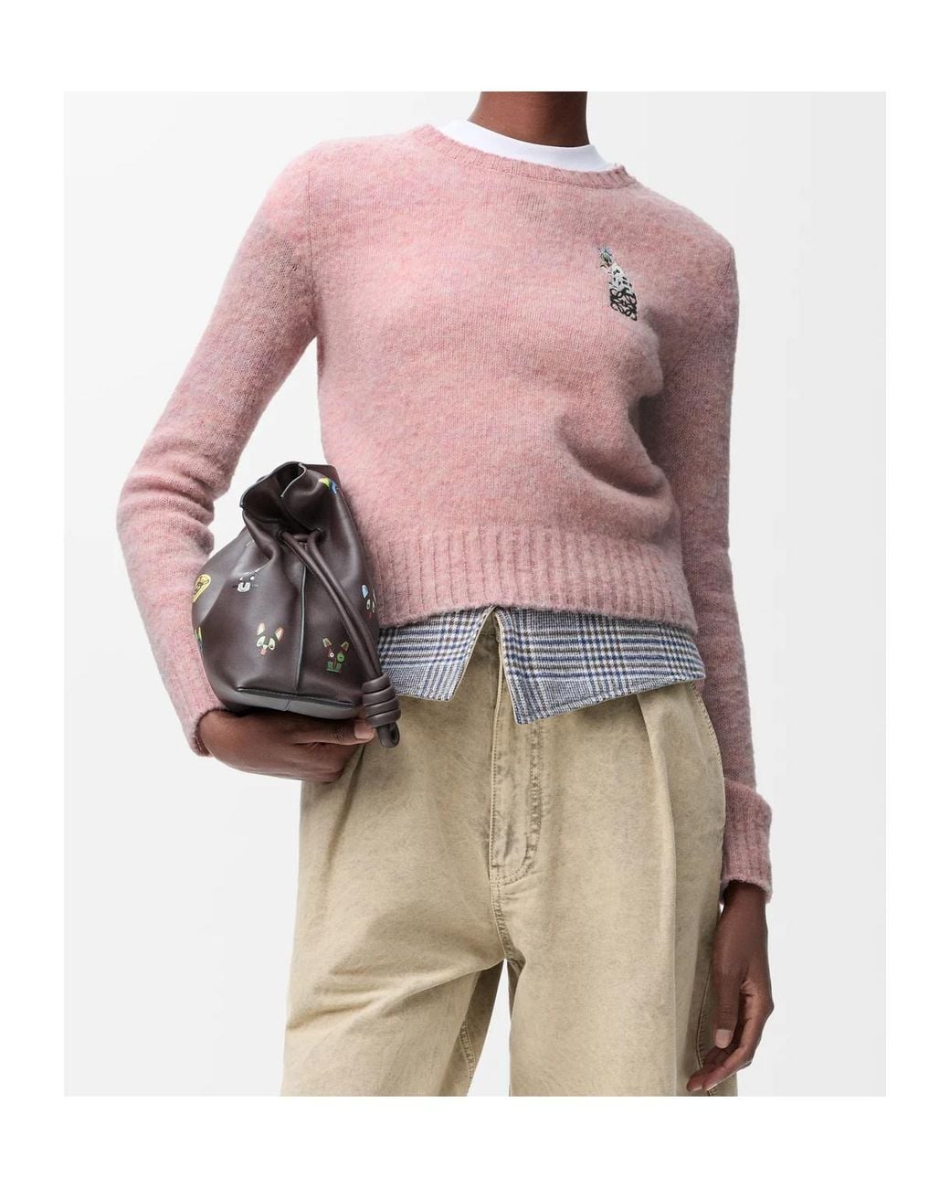 Loewe Pink Futuristic Cat Embroidered Jumper