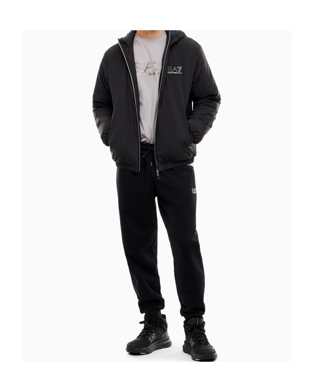 EA7 Blue Logo Insulated Hooded Jacket for men