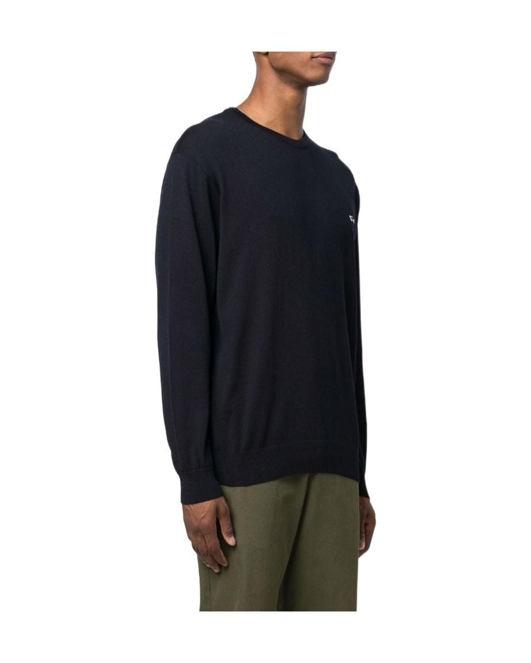 Paul & Shark Blue Embroidered Logo Virgin Wool Sweater for men