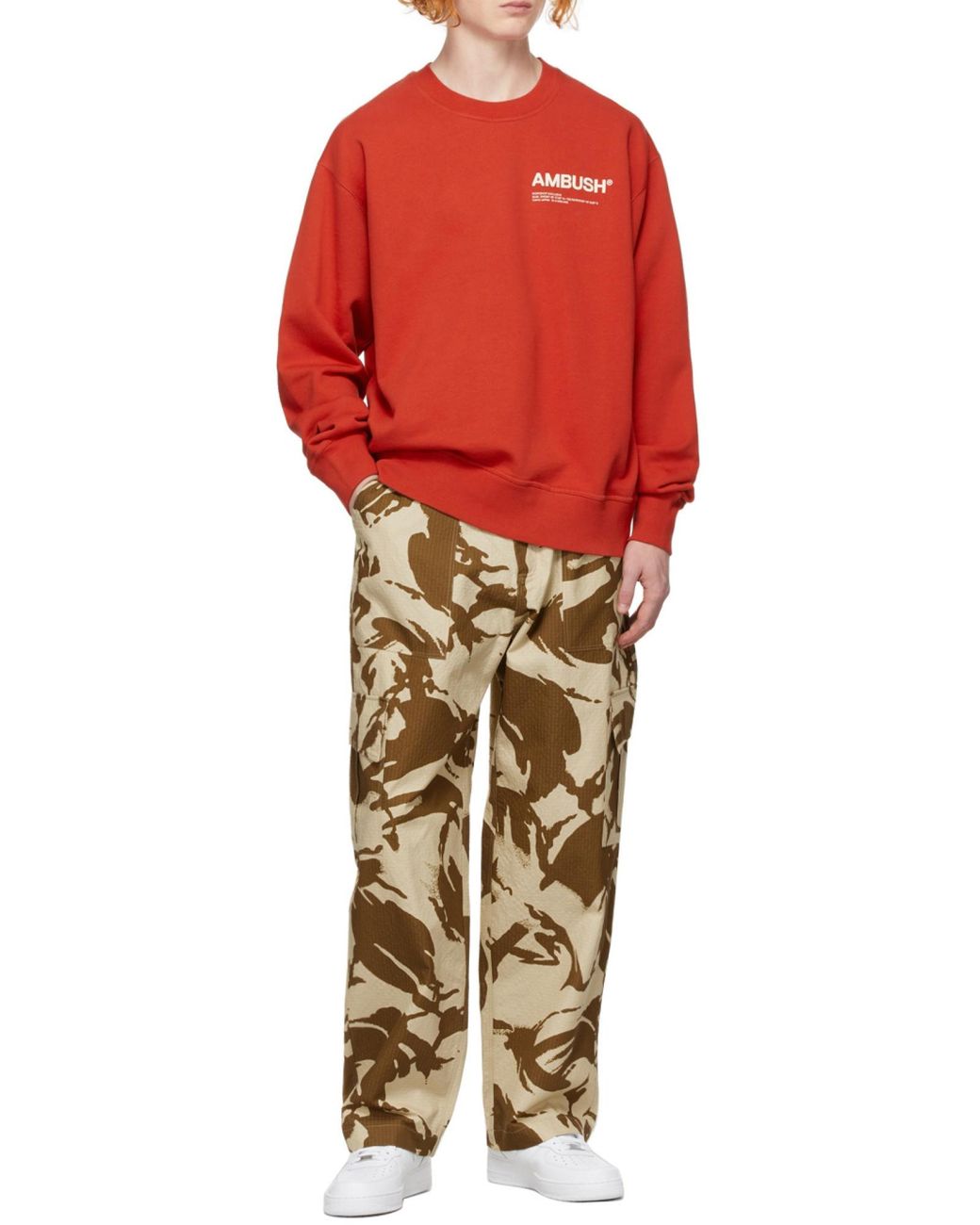 Ambush Red Logo-Print Crew-Neck Relaxed Sweatshirt for men