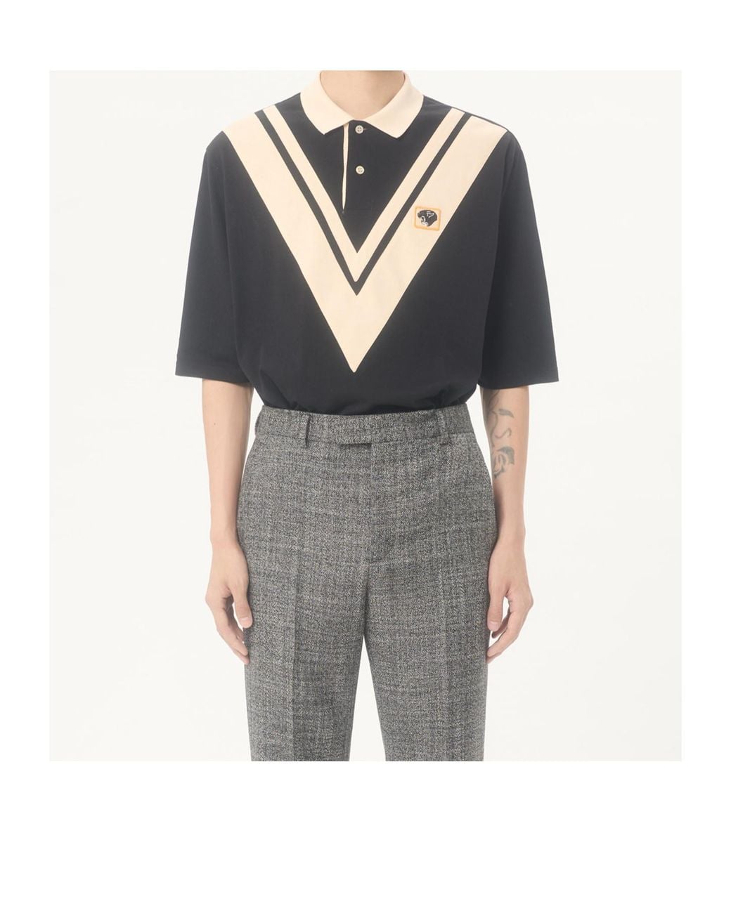 Valentino Black Embroidered Short-Sleeved Polo Shirt for men
