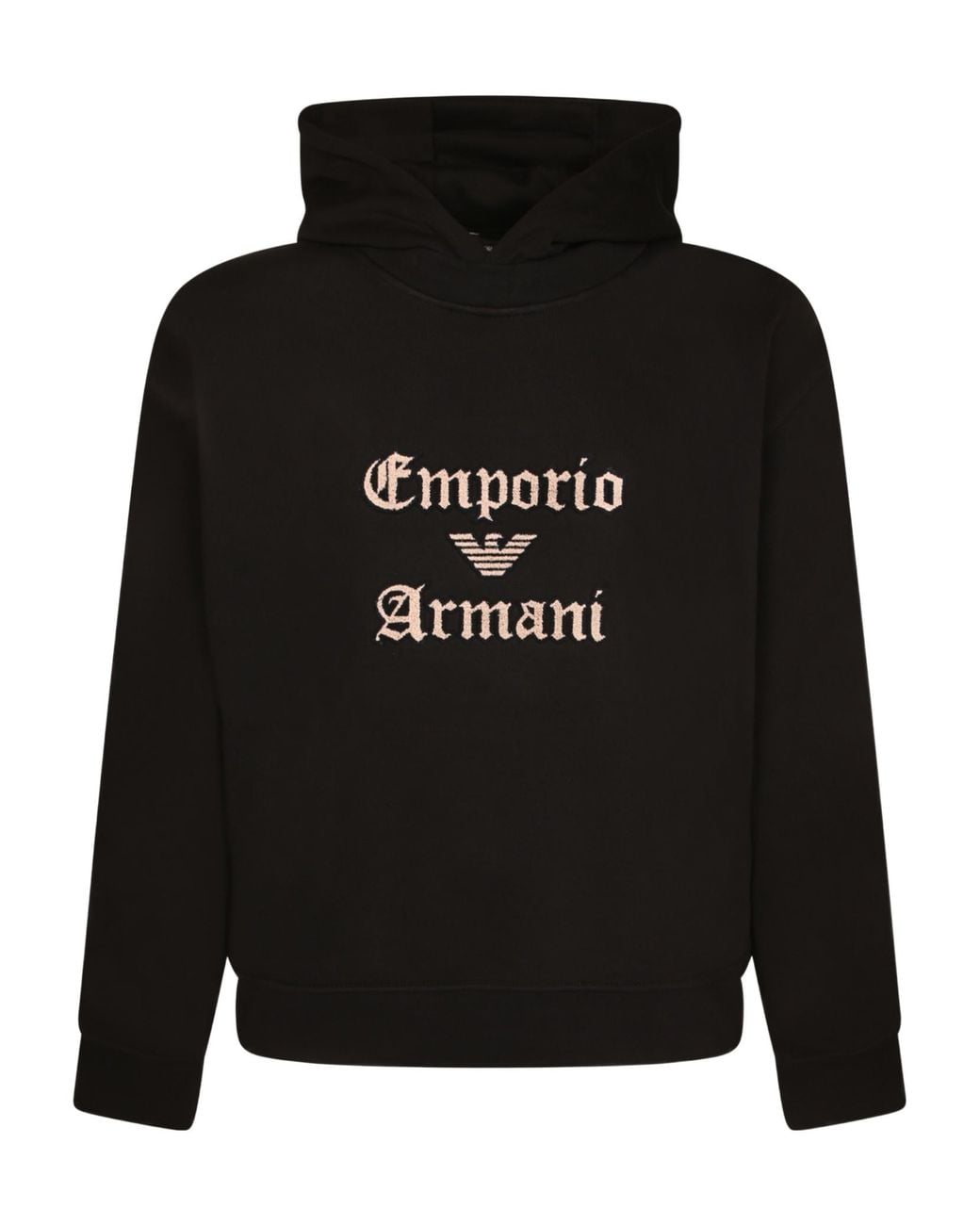 Emporio Armani Black Embroidered Logo Hoodie for men