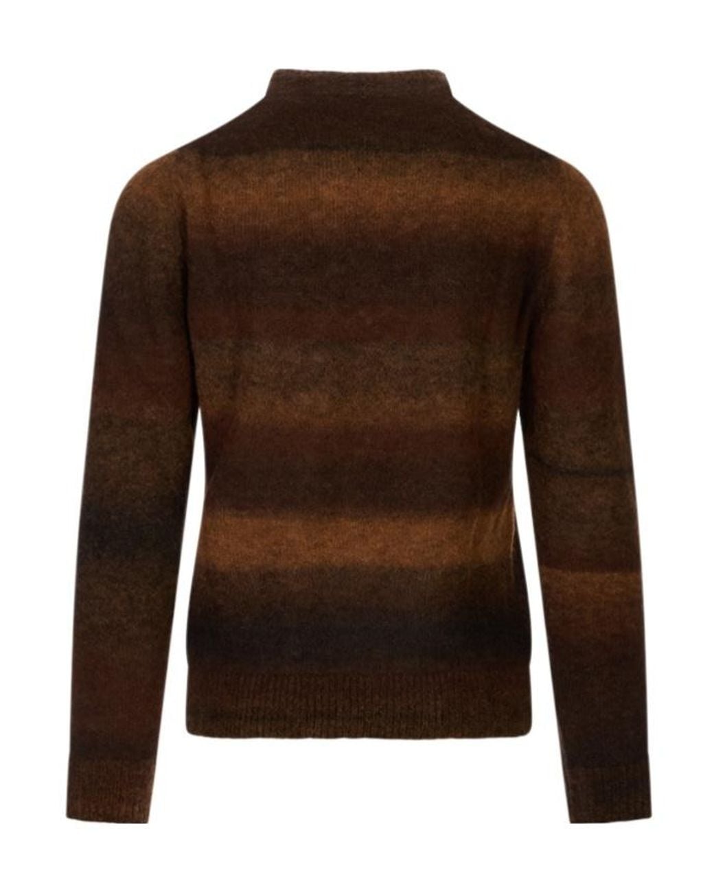 Corneliani Brown Shaded Stripe Crew Neck Sweater for men
