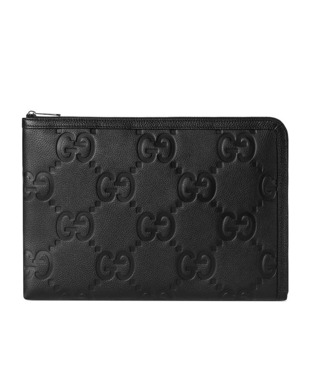 Gucci Black Jumbo Gg Zipped Pouch for men