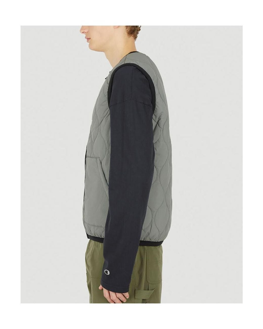 Champion Gray Quilted Sleeveless Gilet for men