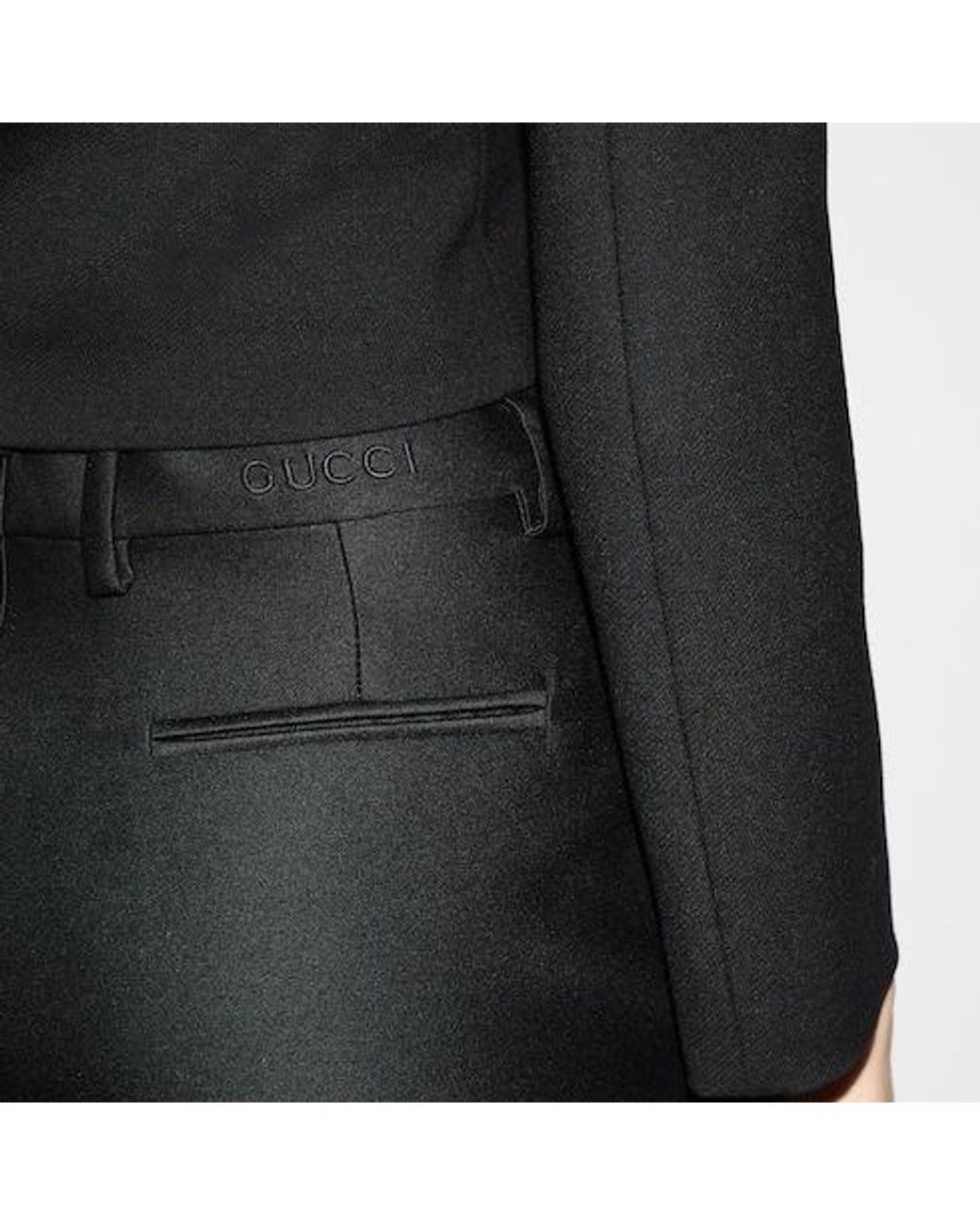 Gucci Black Embroidered Gabardine Pants