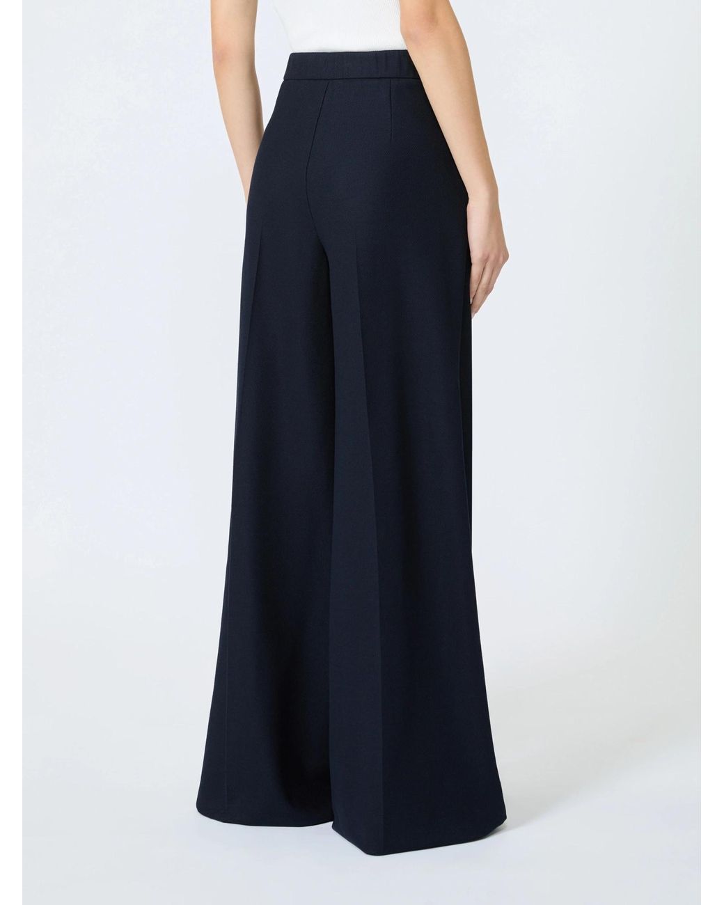 Max Mara Blue Pinza Wide-Leg Palazzo Pants