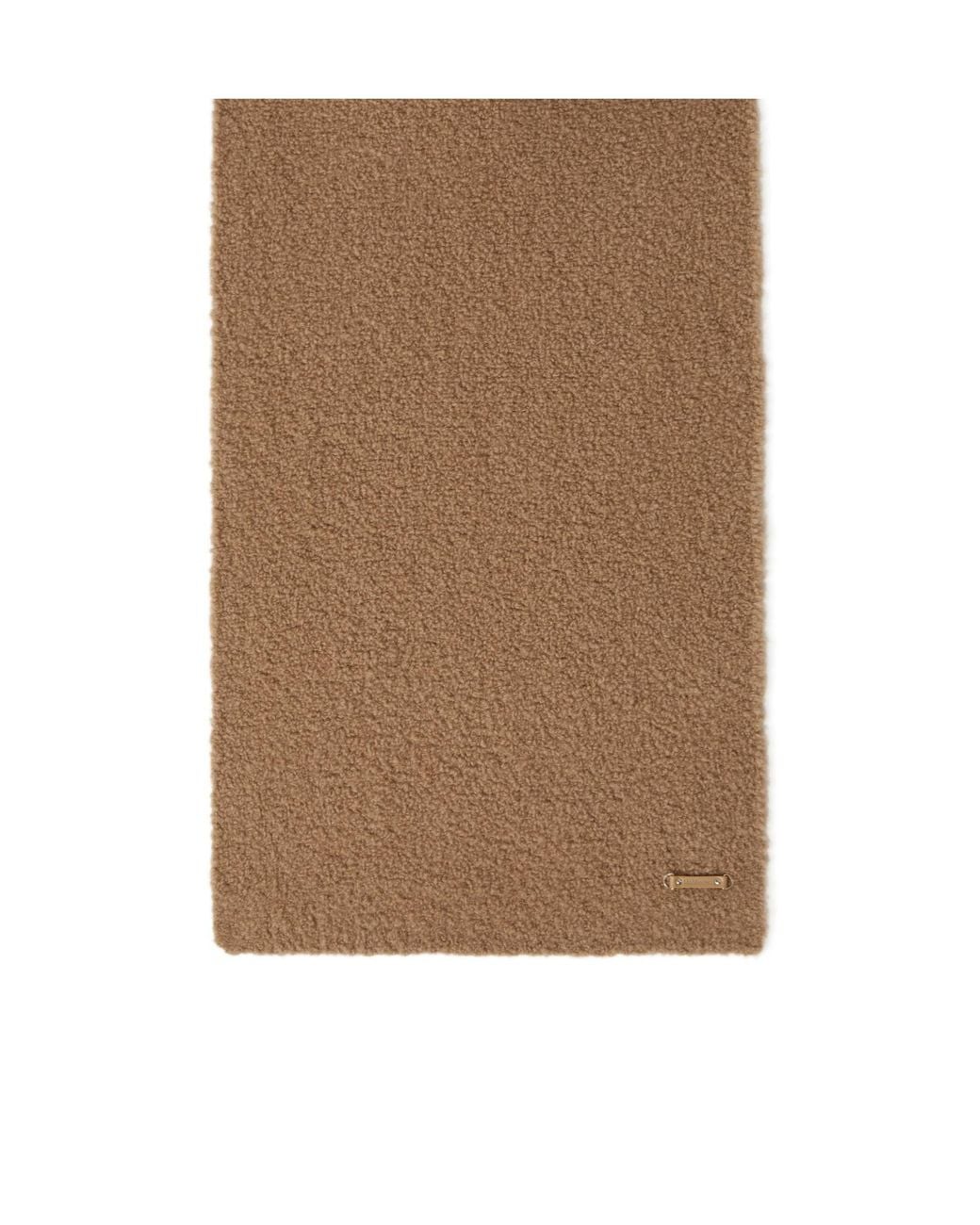 Max Mara Brown Calabra Logo Patch Fluffy Scarf