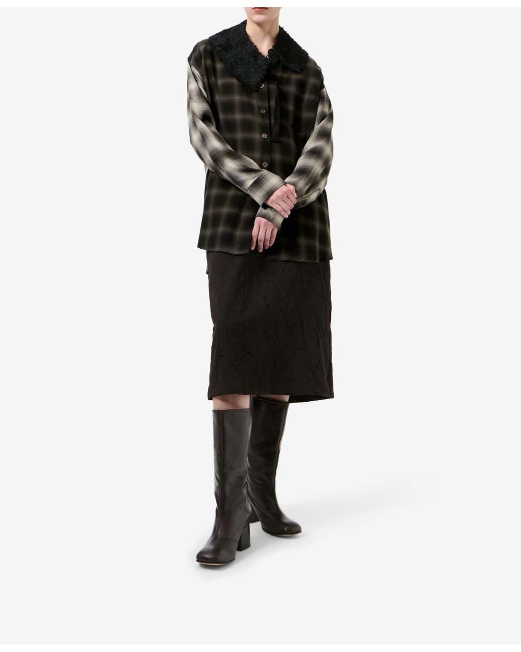 Our Legacy Gray Favourite Check-Print Shirt
