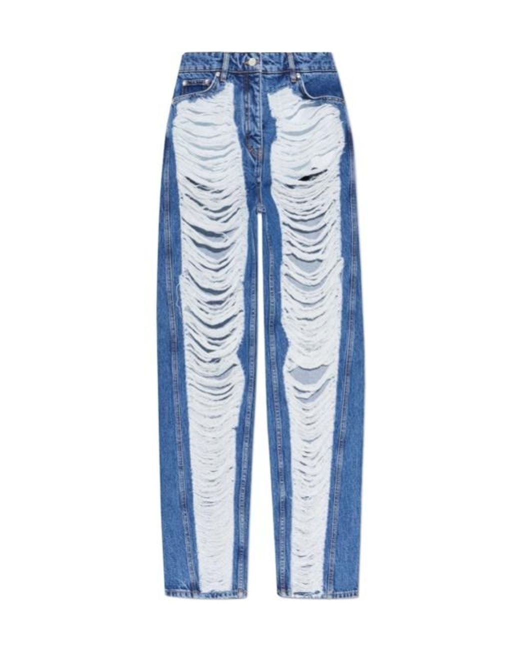 IRO Blue Distressed Wide-Leg Jeans