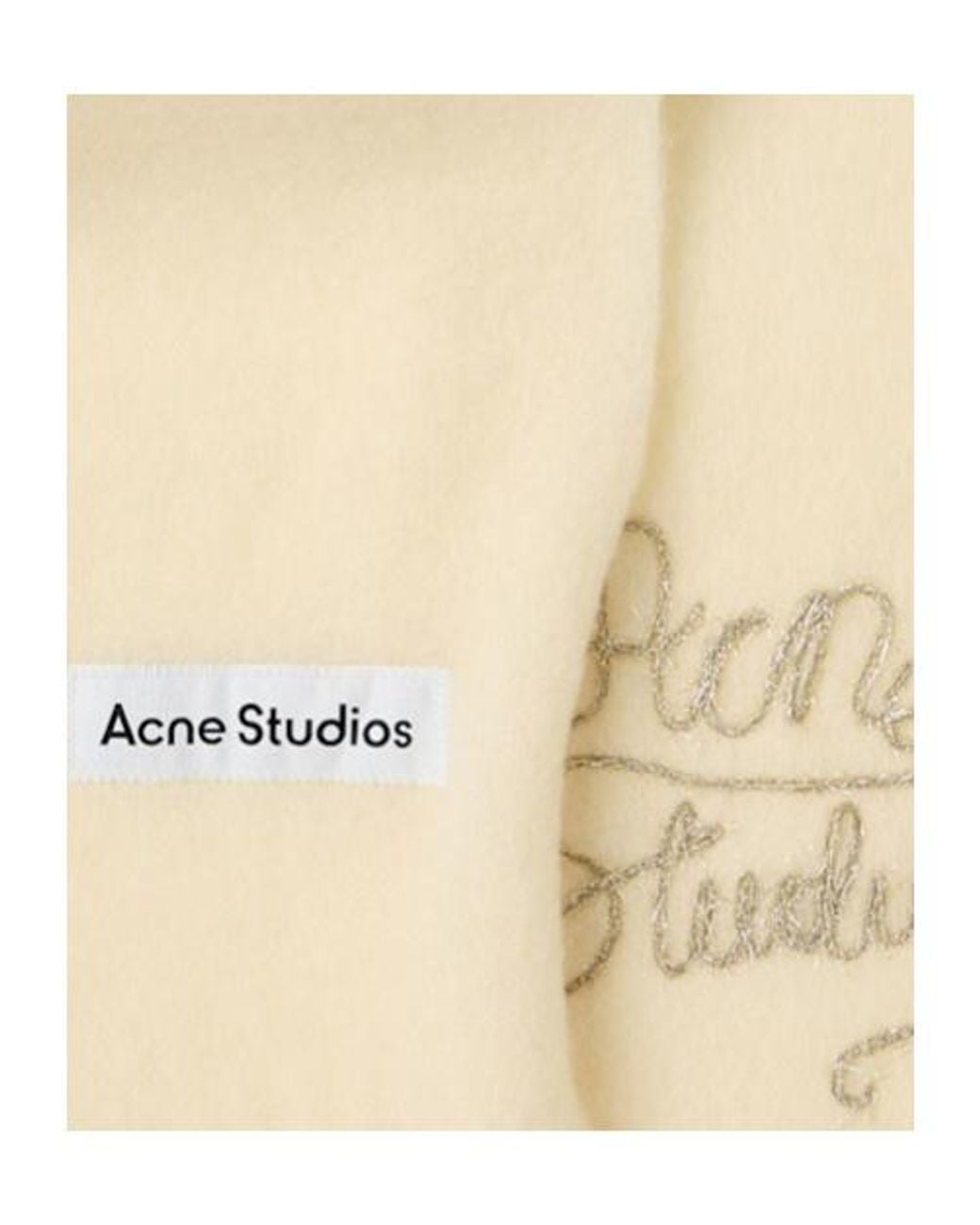Acne White Embroidered Logo Scarf