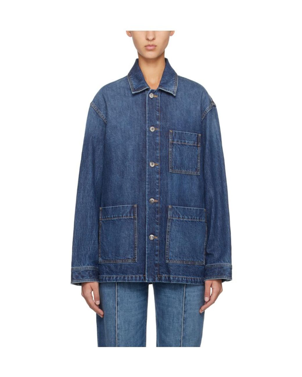 Bottega Veneta Blue Single-Breasted Denim Jacket