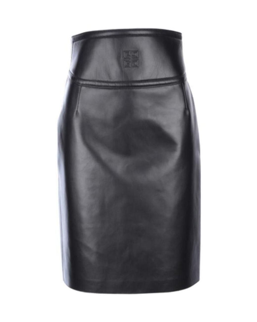 Givenchy Gray Cut-Out Detail Leather Midi Skirt