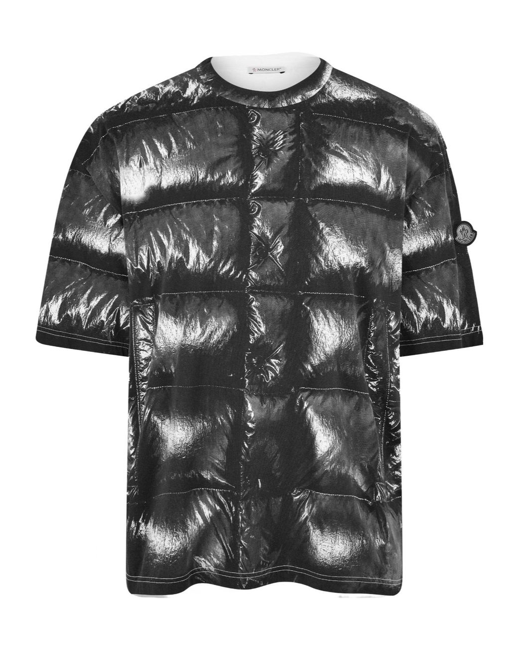 Moncler Black Printed Crew Neck T-Shirt for men