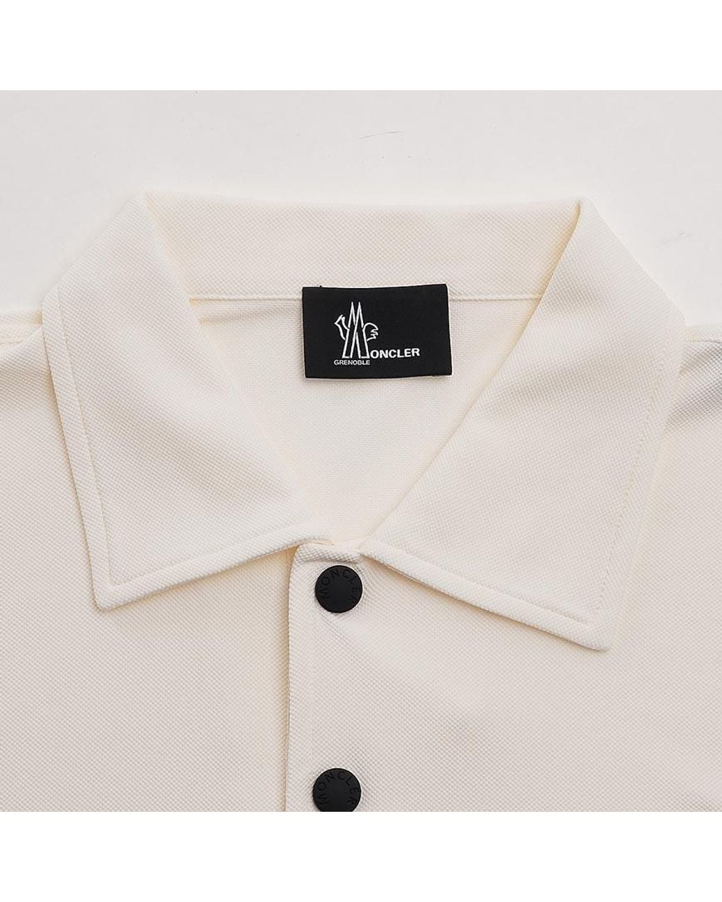 Moncler White Grenoble Logo-Patch Short-Sleeved Polo Shirt for men