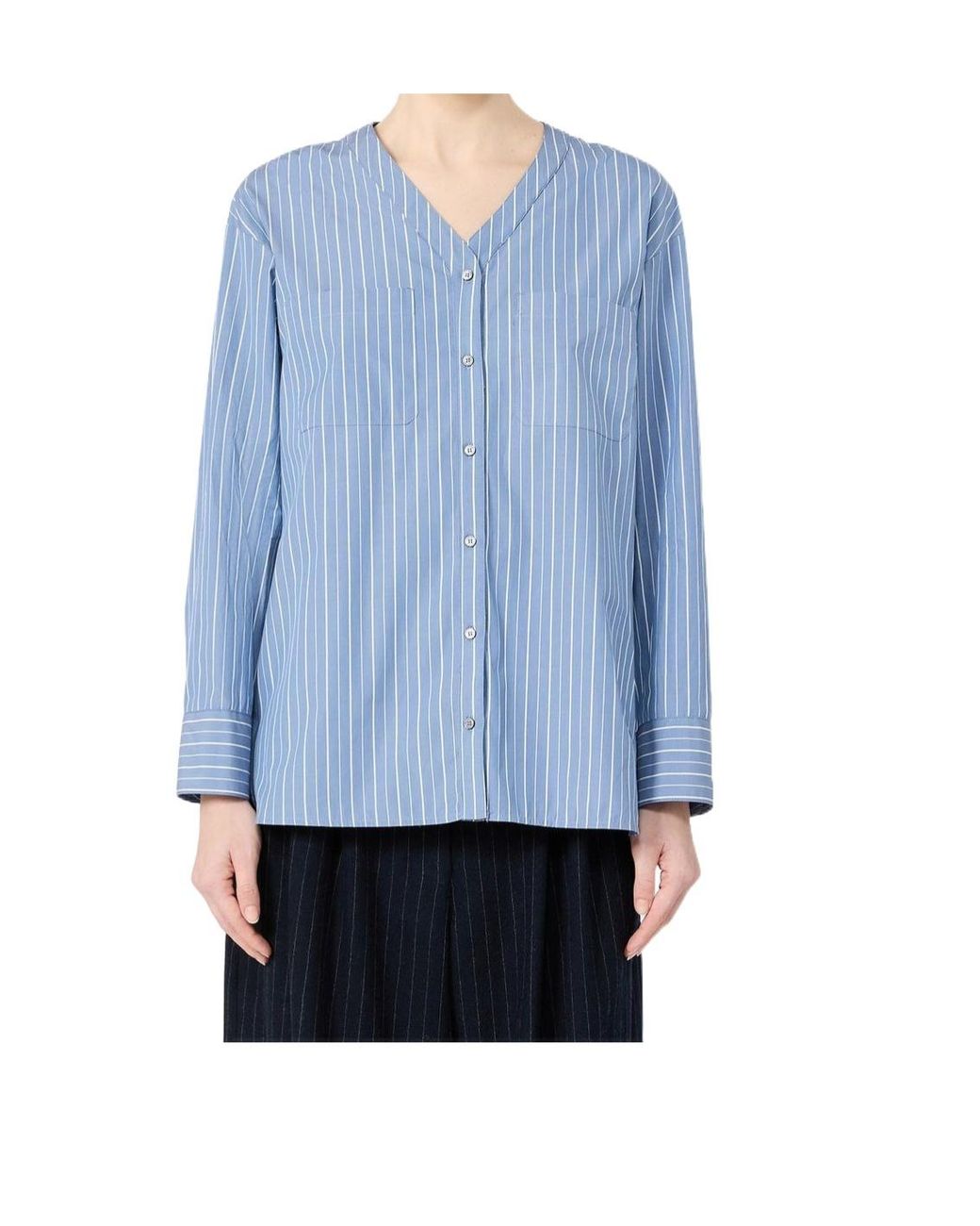 Max Mara Blue Long-Sleeved Shirt