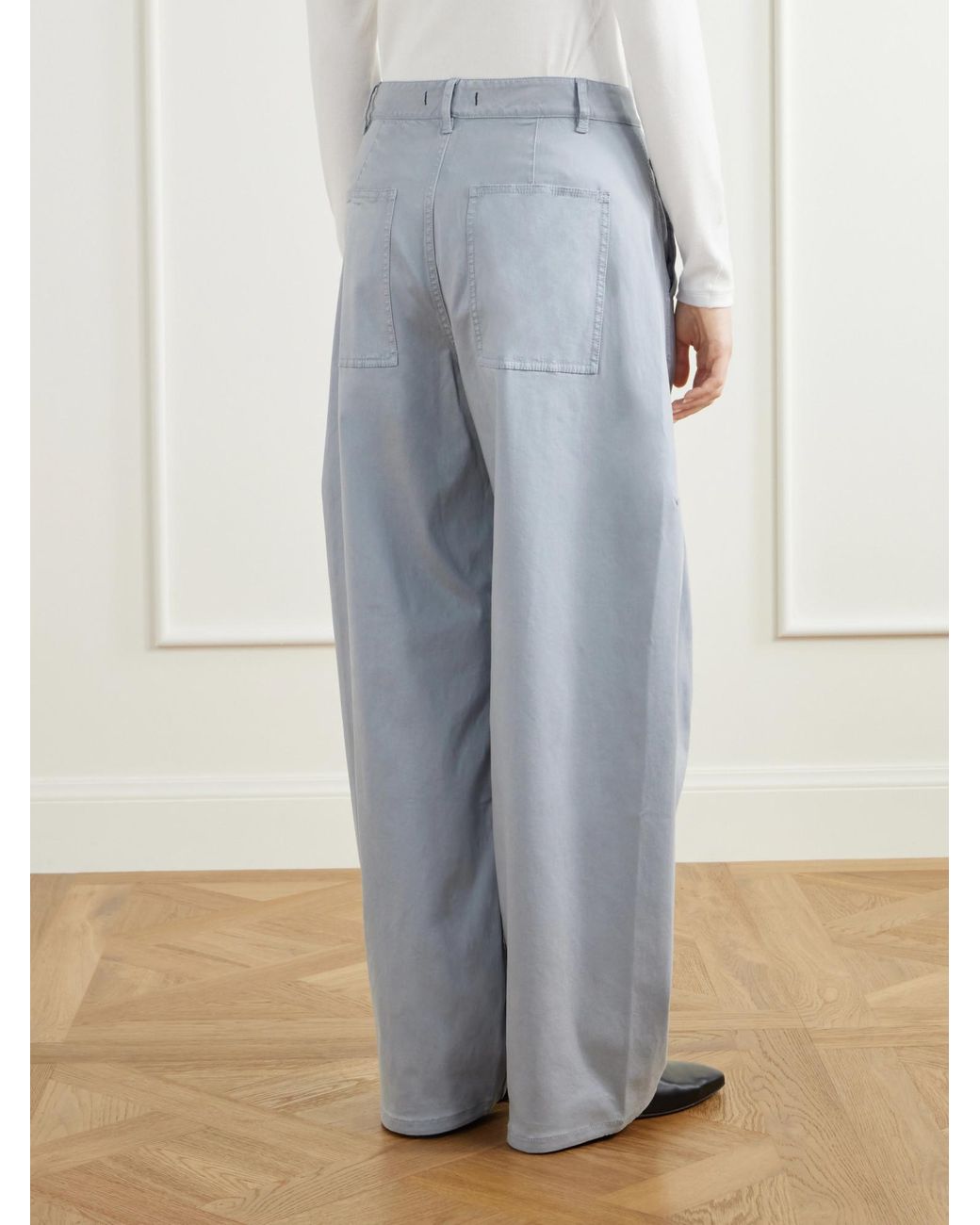 Tibi Gray Sid Lyocell-Blend Twill Wide-Leg Pants