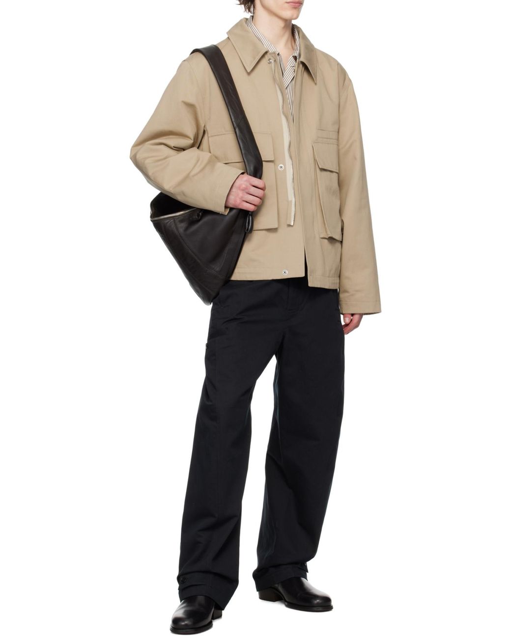 Lemaire Black Large Croissant Zipped Shoulder Bag for men