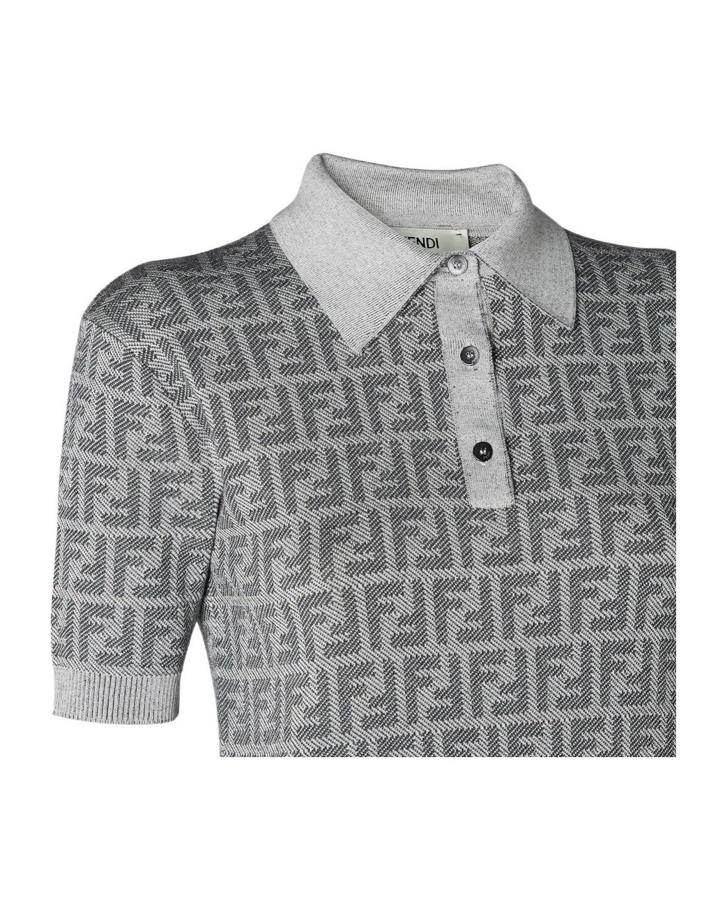 Fendi Gray Ff Jacquard Polo Shirt