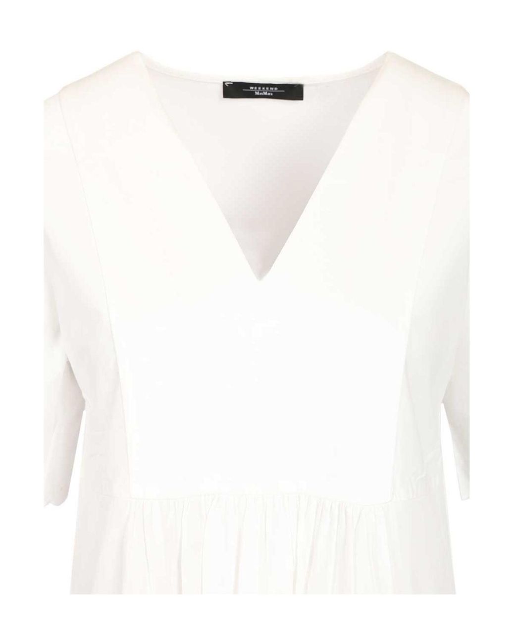 Weekend by Maxmara White Embroidered V-Neck Dress
