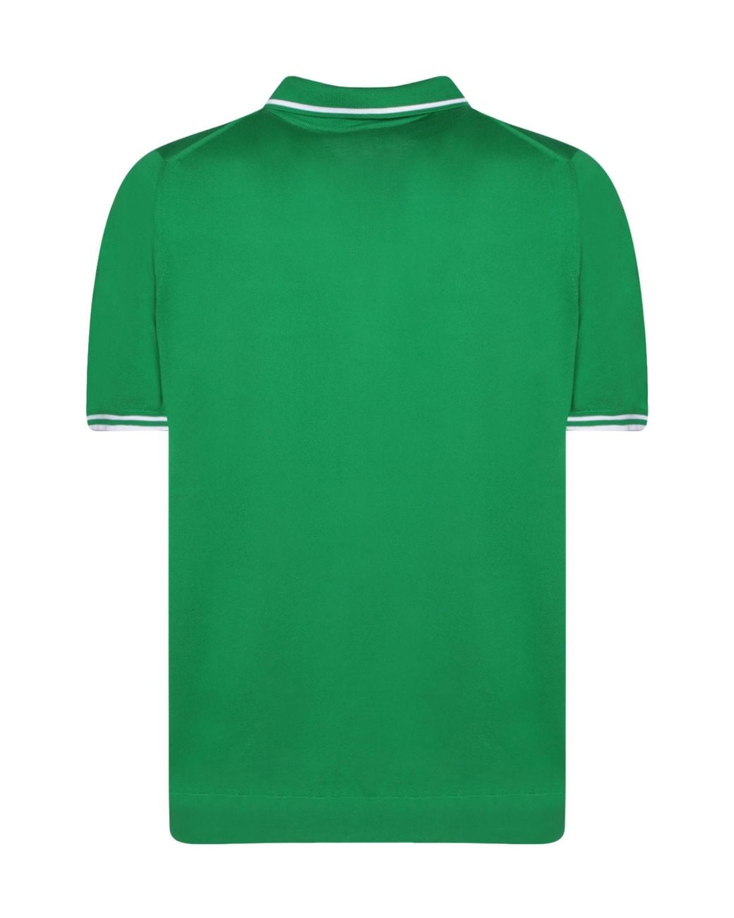 Kiton Green Striped-Edge Knitted Polo Shirt for men