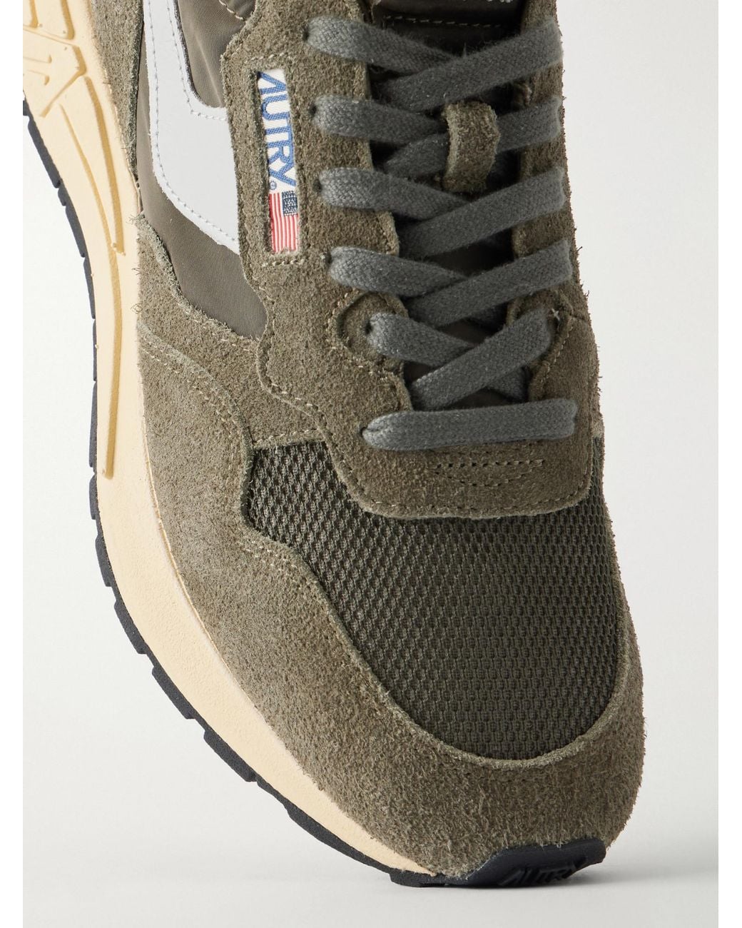 Autry Green Reelwind Low Leather And Suede-Trimmed Mesh And Shell Sneakers