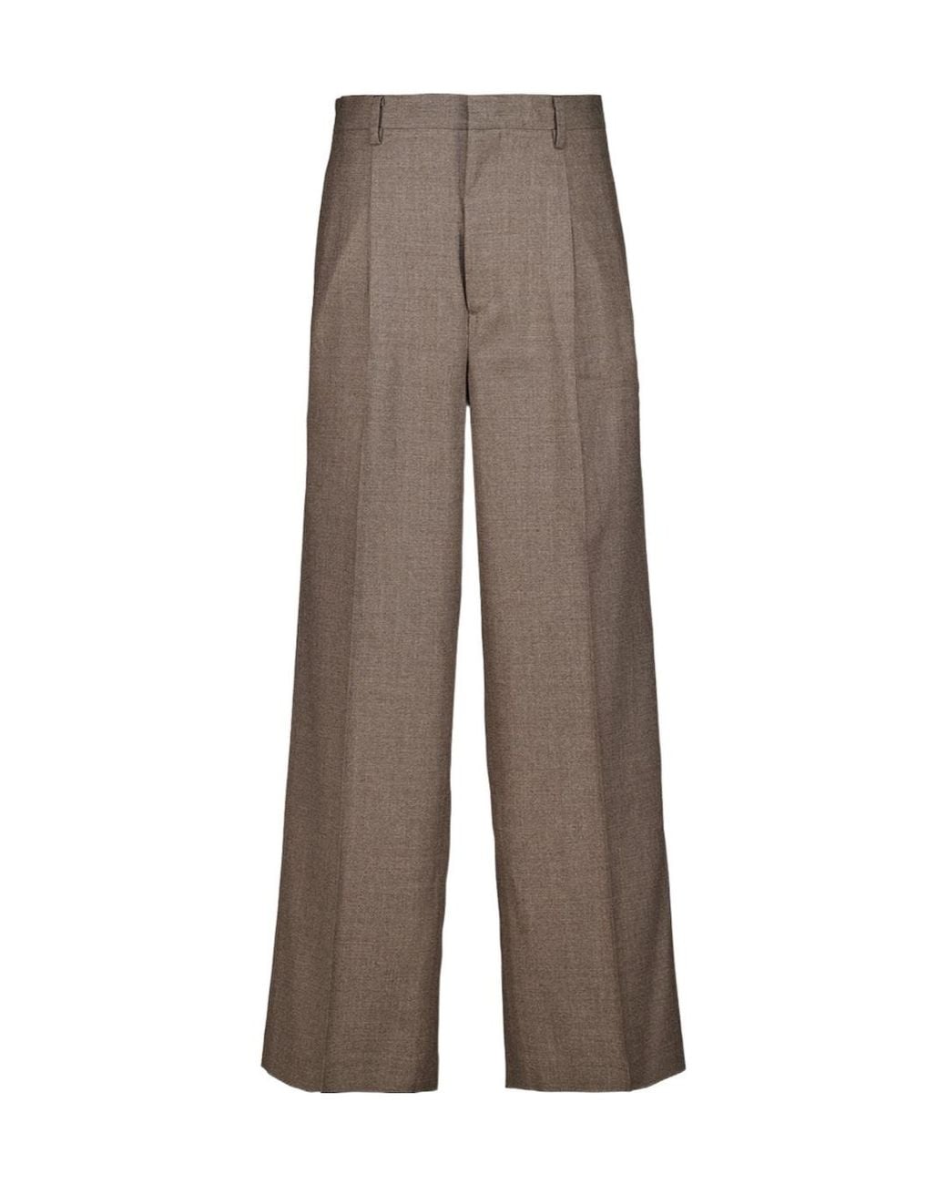 Auralee Brown Pleated Casual Trousers