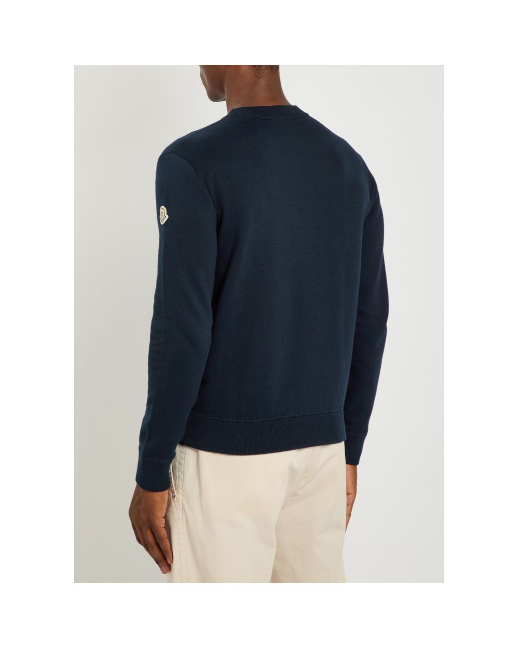 Moncler Blue Round-Neck Knitted Sweatshirt for men