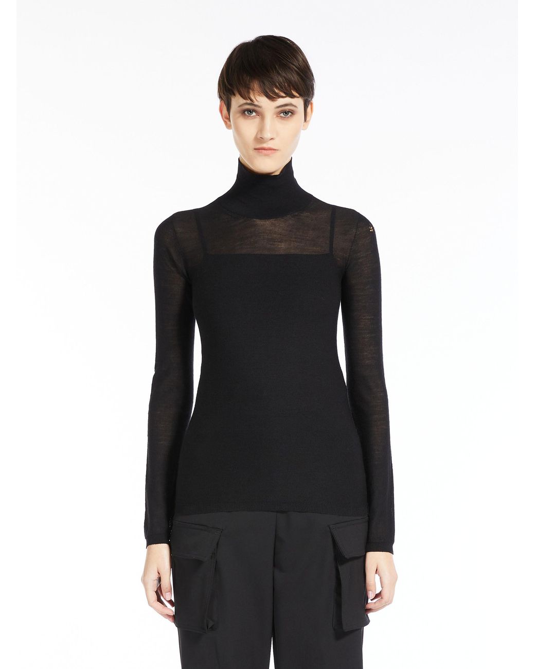Max Mara Black High-Neck Virgin-Wool Jumper