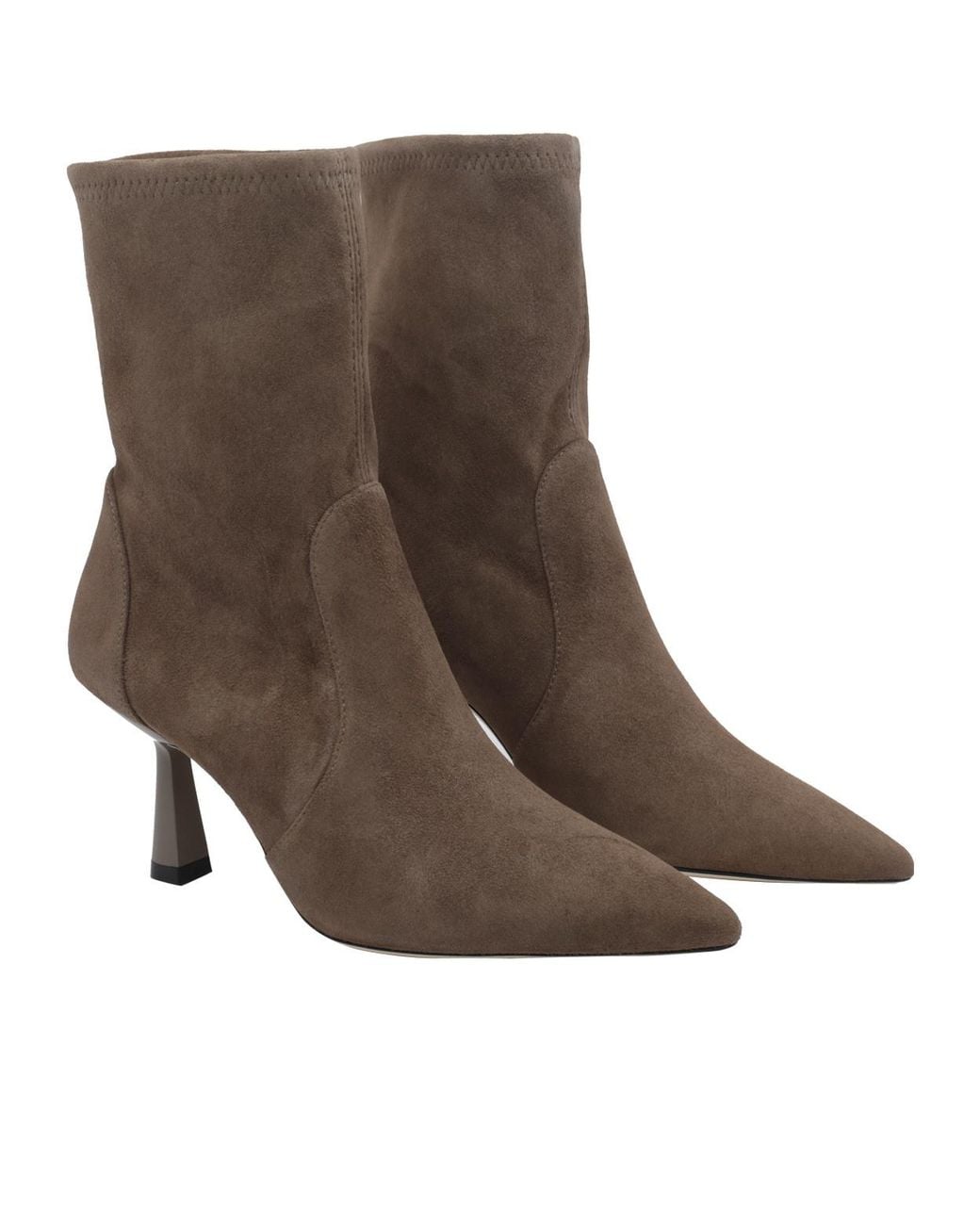 Stuart Weitzman Brown Pointed-Toe High-Heeled Ankle Boots